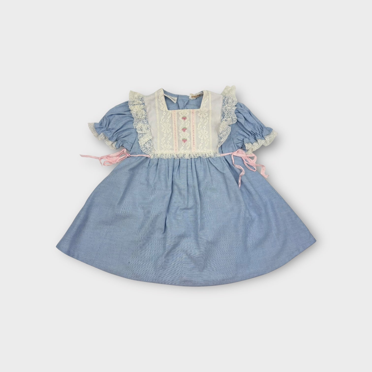 Vintage Chambray Ruffle Dress, Size 1