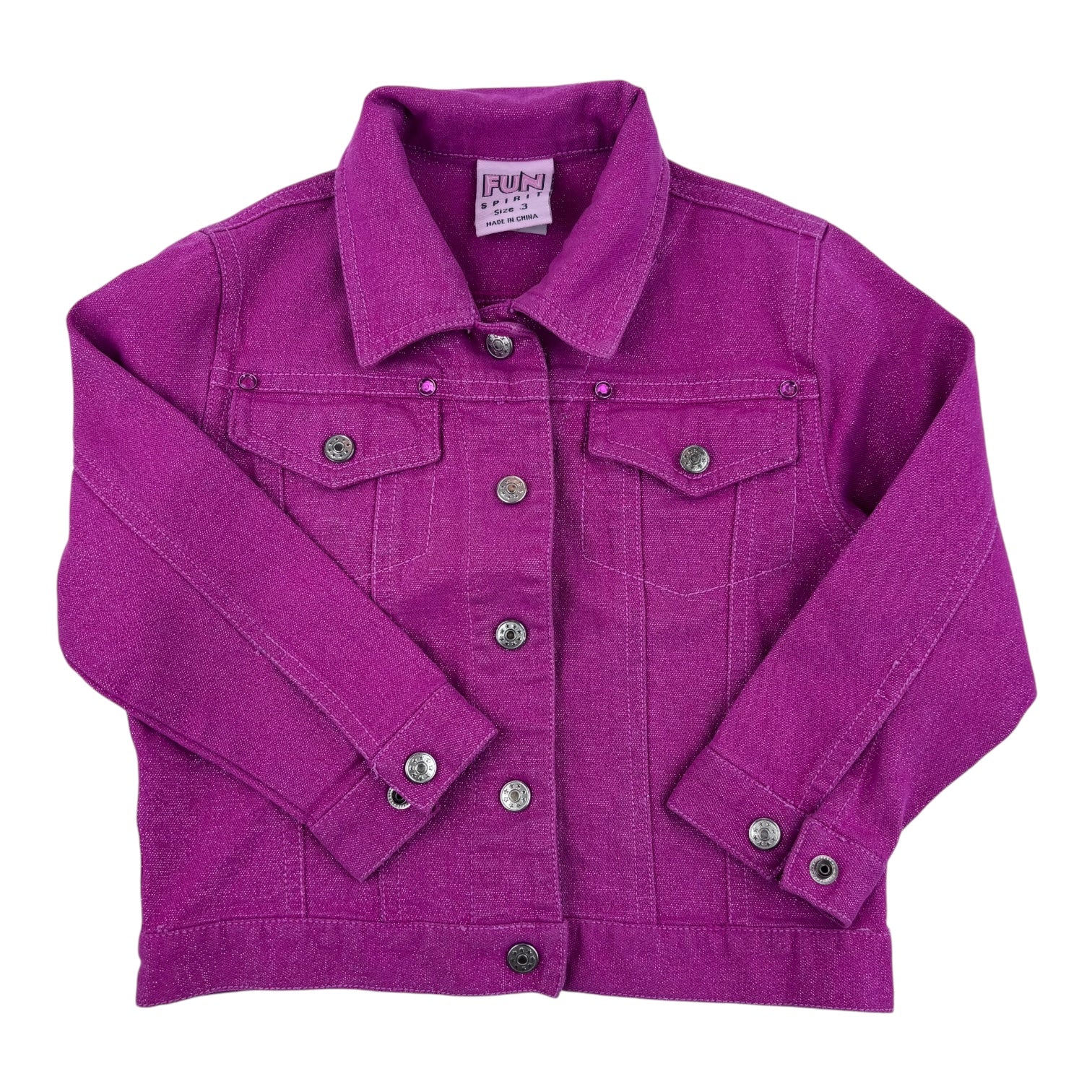 Fun Spirit Pink Sparkle Denim Jacket, Size 3
