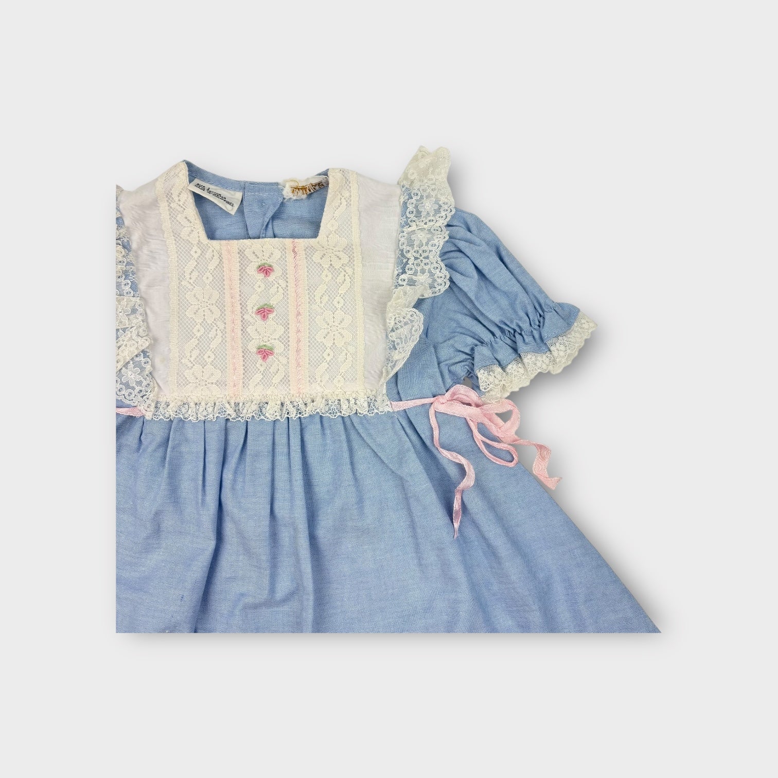 Vintage Chambray Ruffle Dress, Size 1