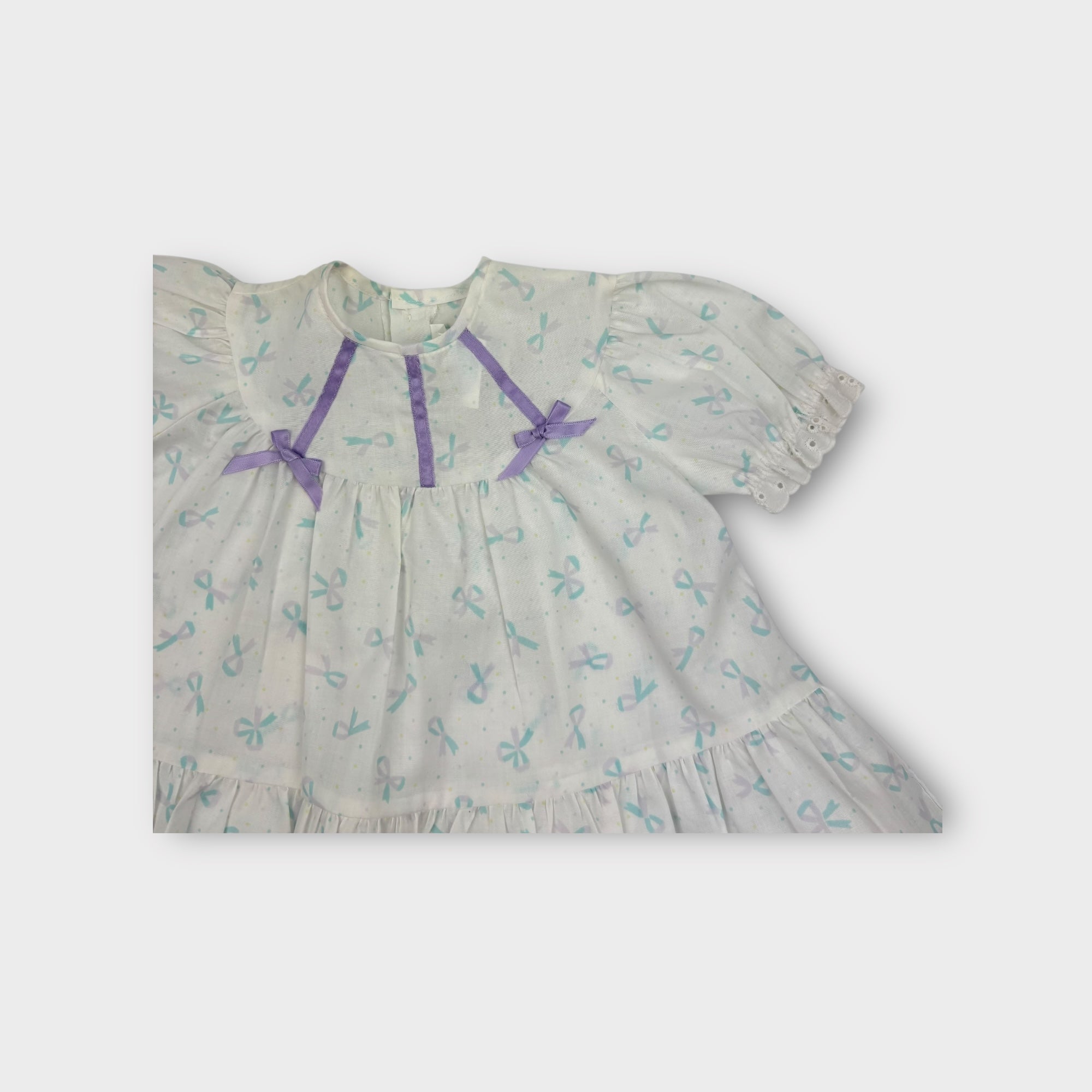 Vintage Bow Print Babydoll Dress, Size 0