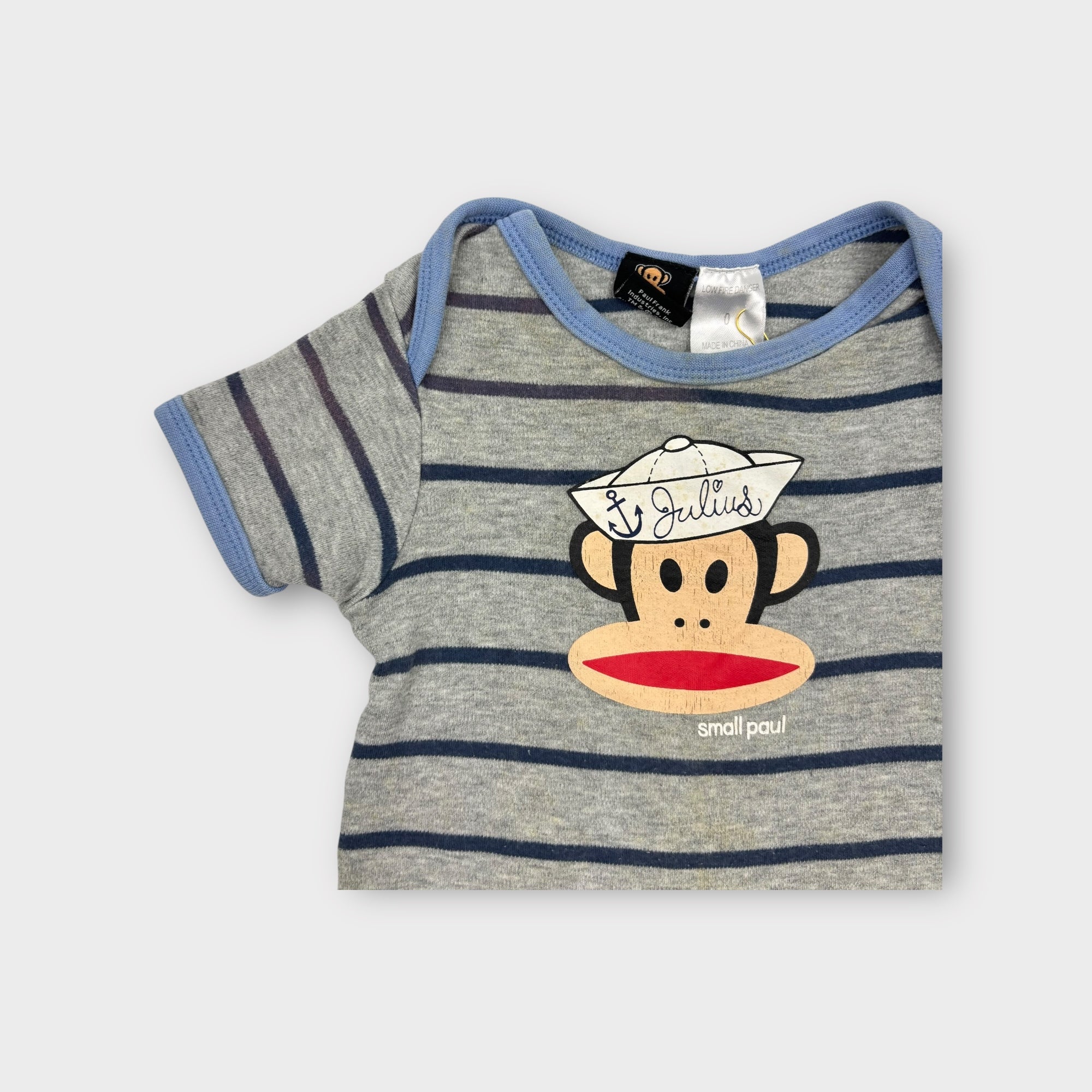 Retro Paul Frank Stripe Bodysuit, Size 0