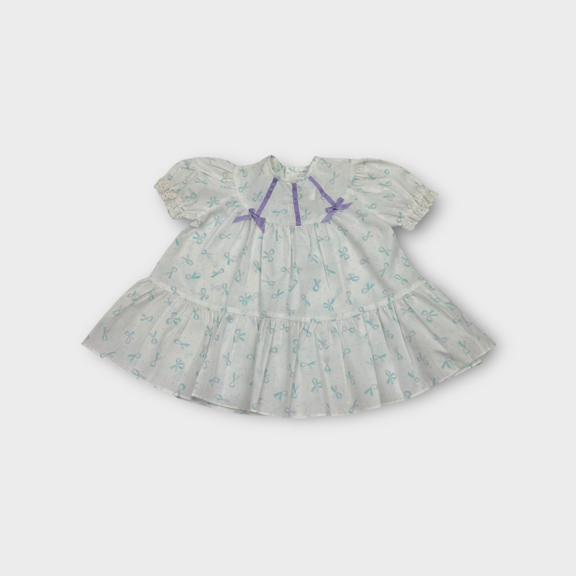 Vintage Bow Print Babydoll Dress, Size 0