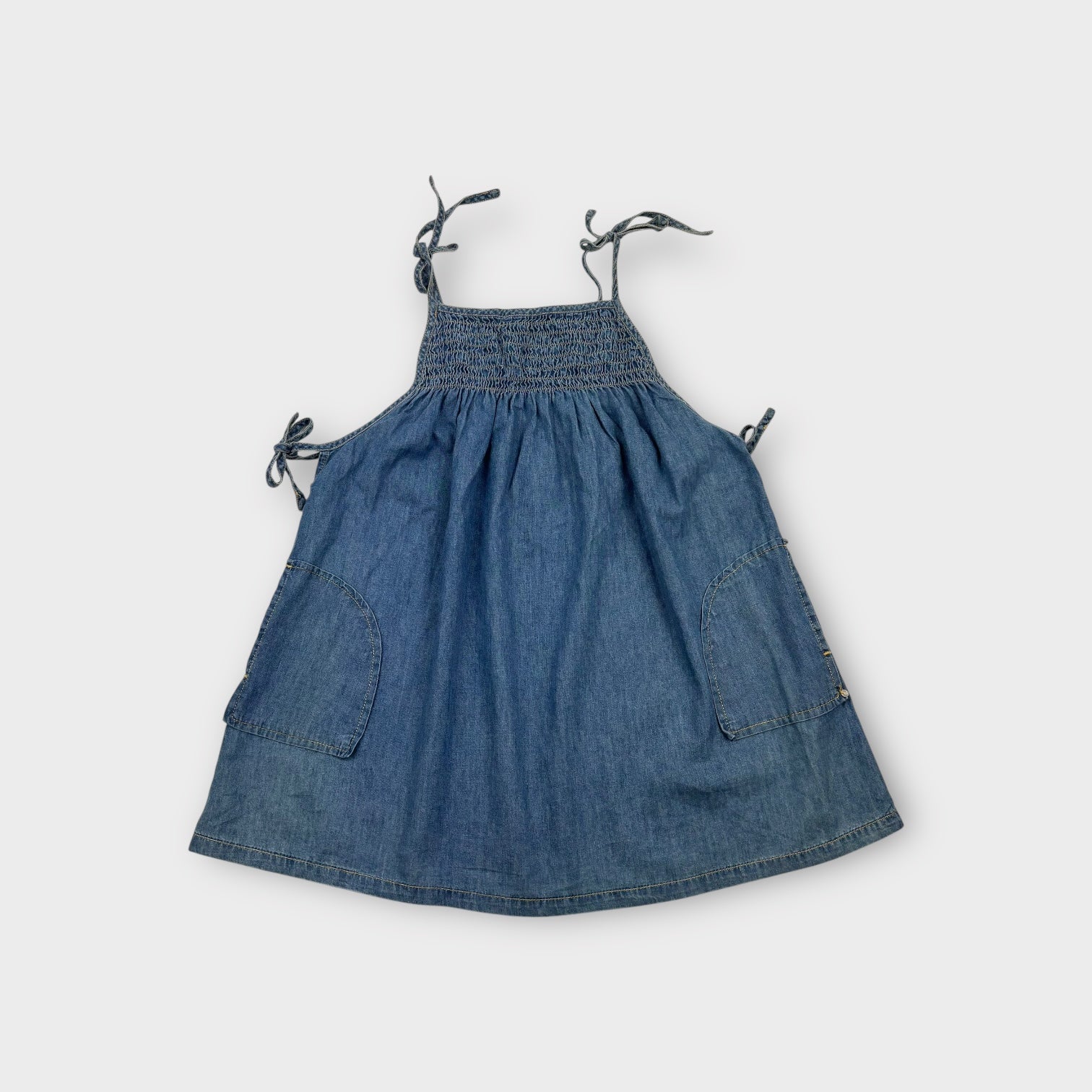 Fred Bare Smocked Denim Dress, Size 6