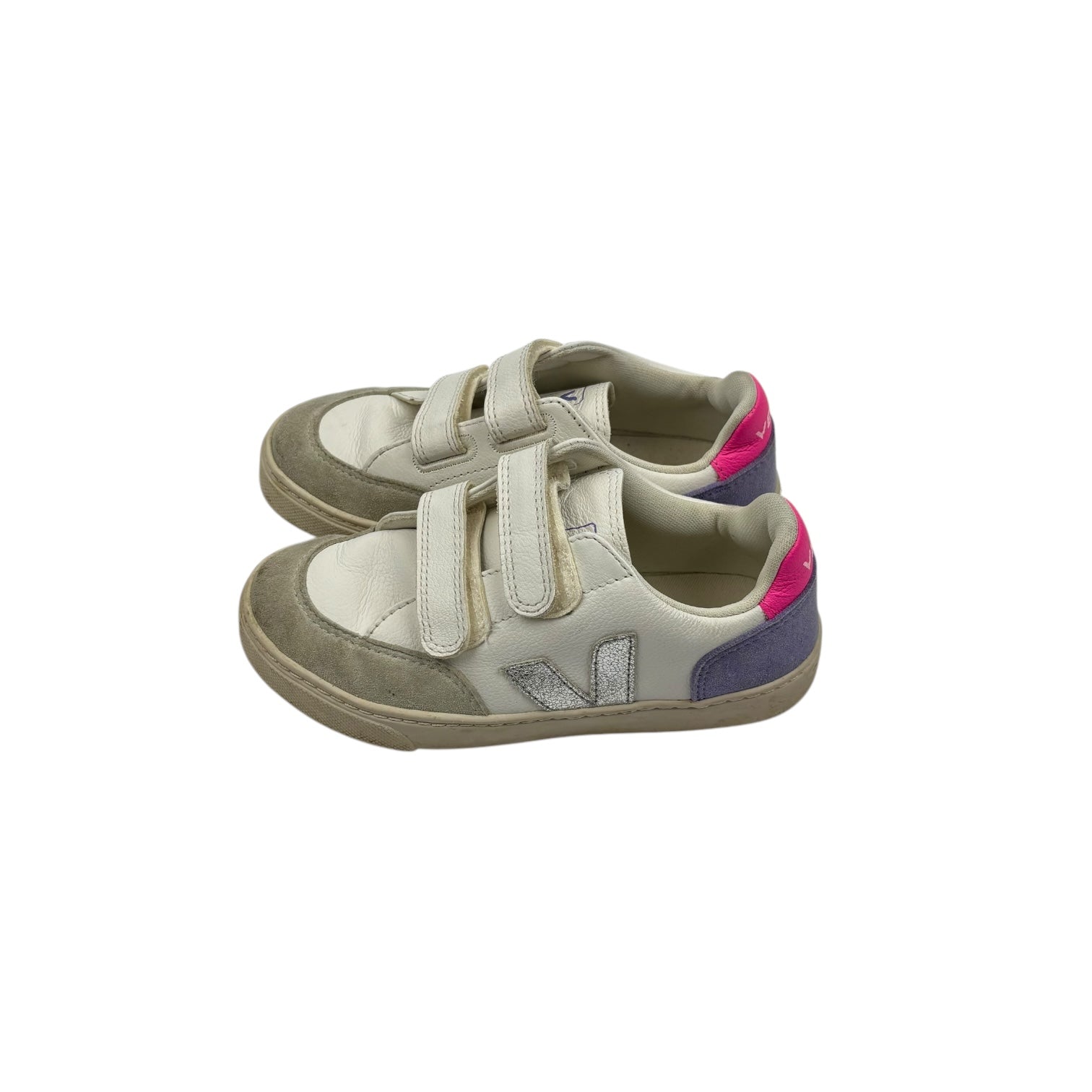 Veja White, Silver & Lavender Sneakers, Size EU 32