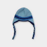 Handmade Blue Flap Beanie, Size XS