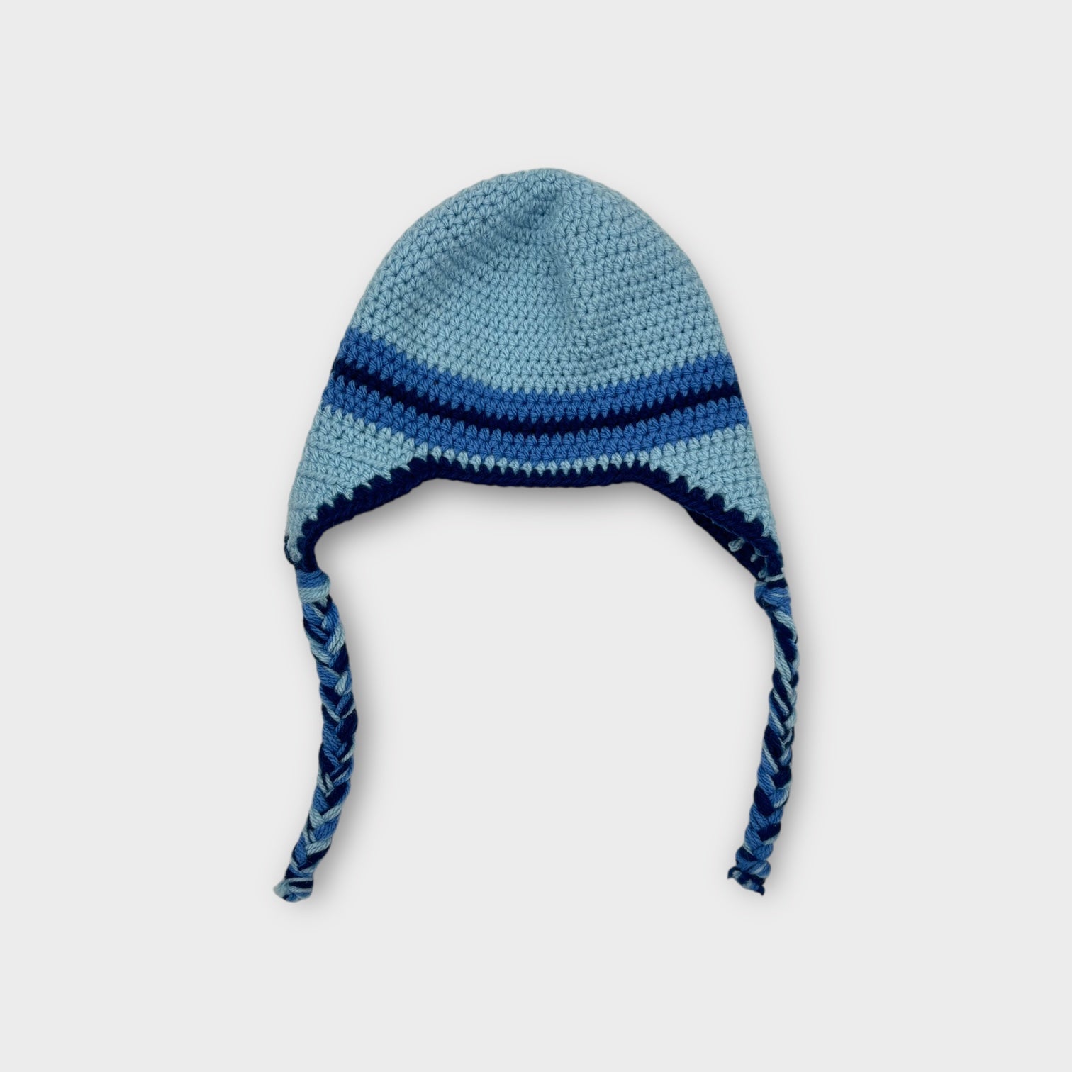 Handmade Blue Flap Beanie, Size XS