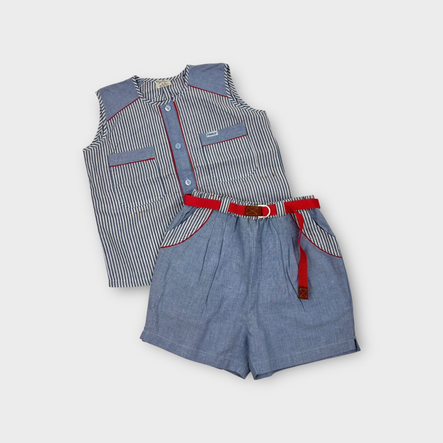 Vintage Chambray and Railway Stripe Set, Size 8