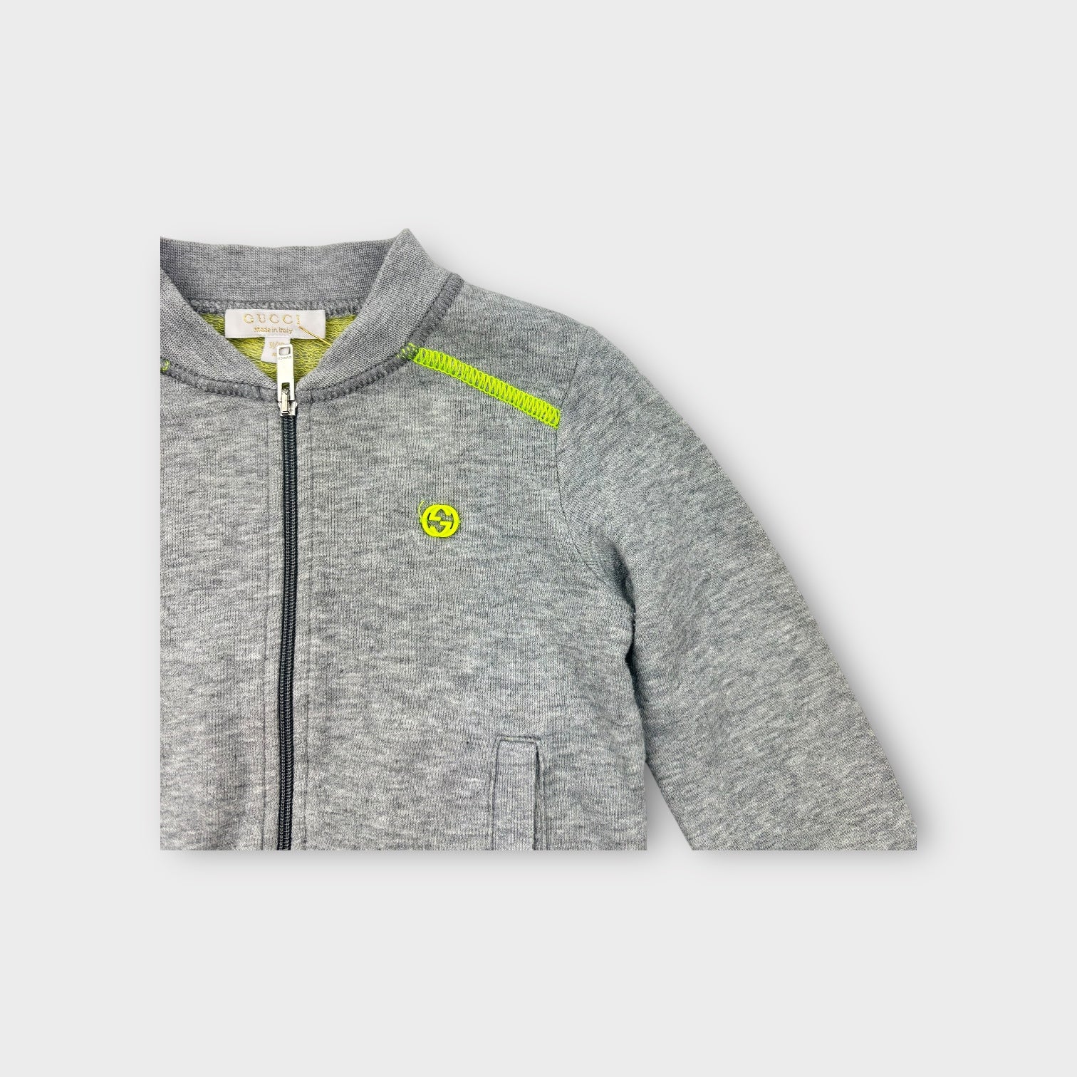 Gucci Grey, Yellow Sweatsuit Set, Size 0