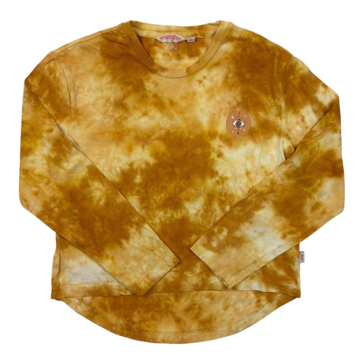 Munster Yellow Tie Dye Long Sleeve Top, Size 10