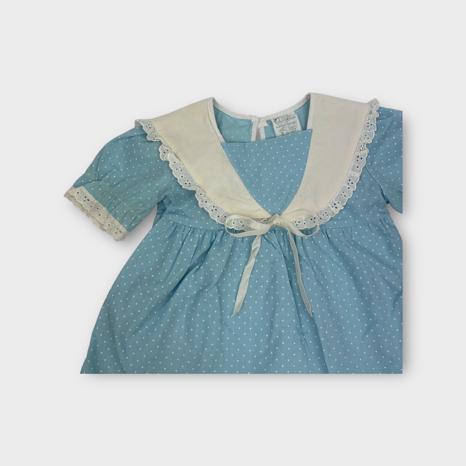 Vintage Blue Polkadot Lace Dress, Size 2