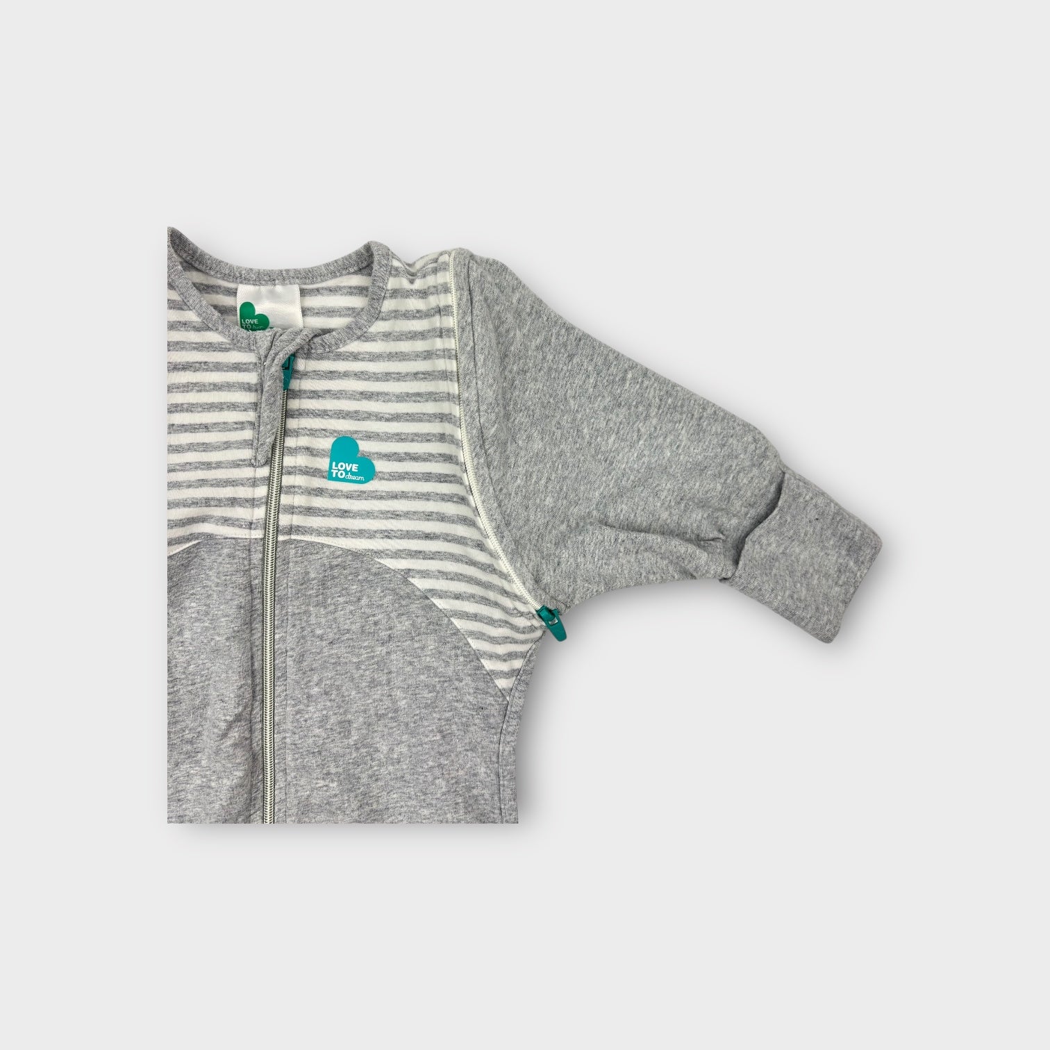 Love to Dream 0.5 Tog Grey Stripe Sleep Suit, Size 0