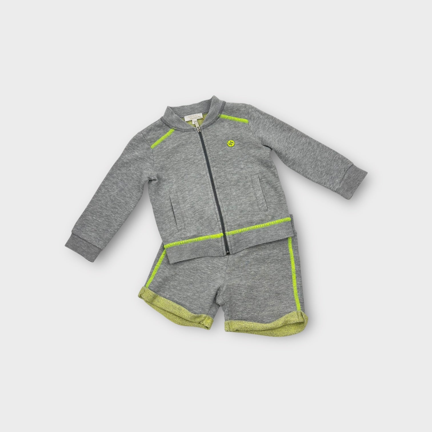 Gucci Grey, Yellow Sweatsuit Set, Size 0