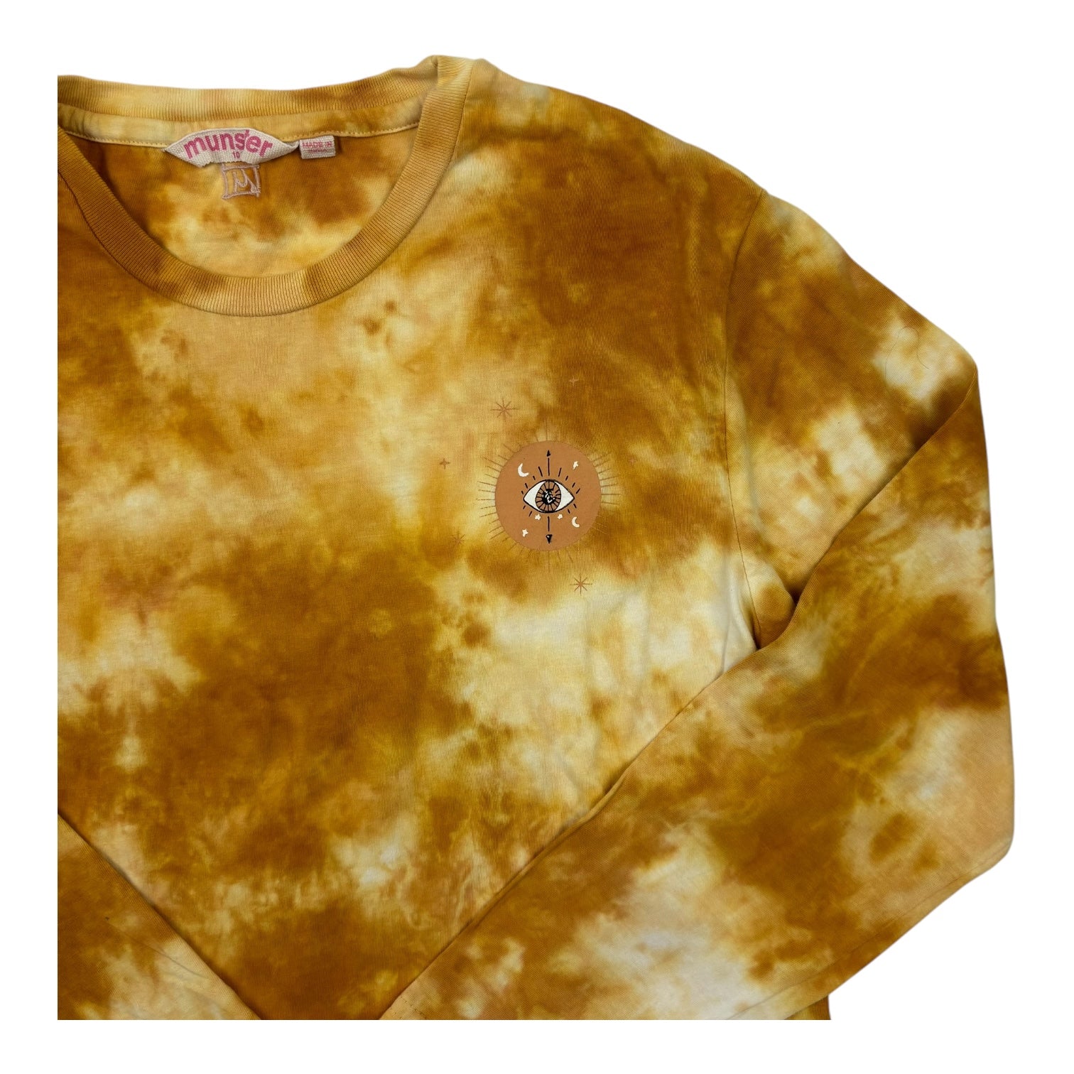 Munster Yellow Tie Dye Long Sleeve Top, Size 10