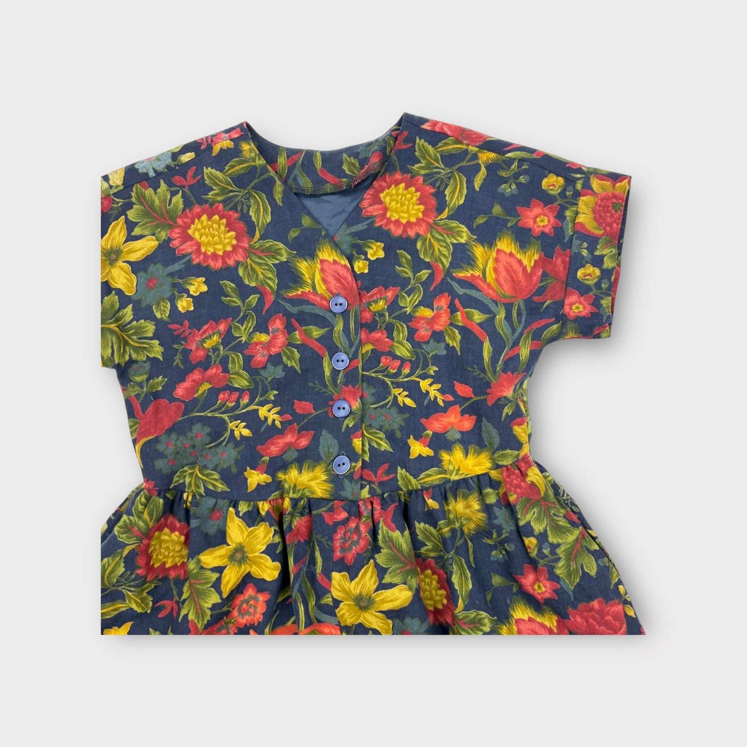 Vintage Floral Print Dress, Size 7-8