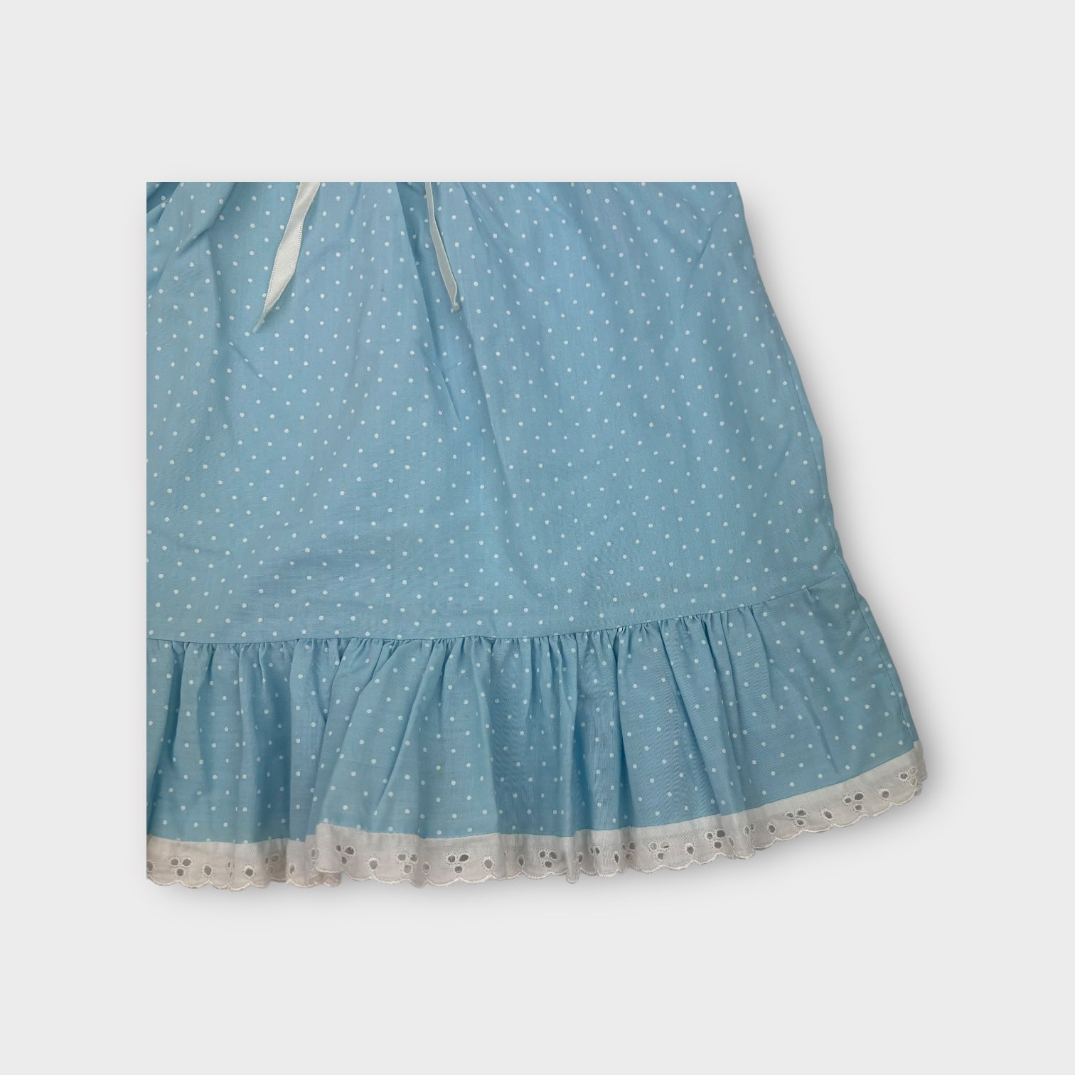 Vintage Blue Polkadot Lace Dress, Size 2