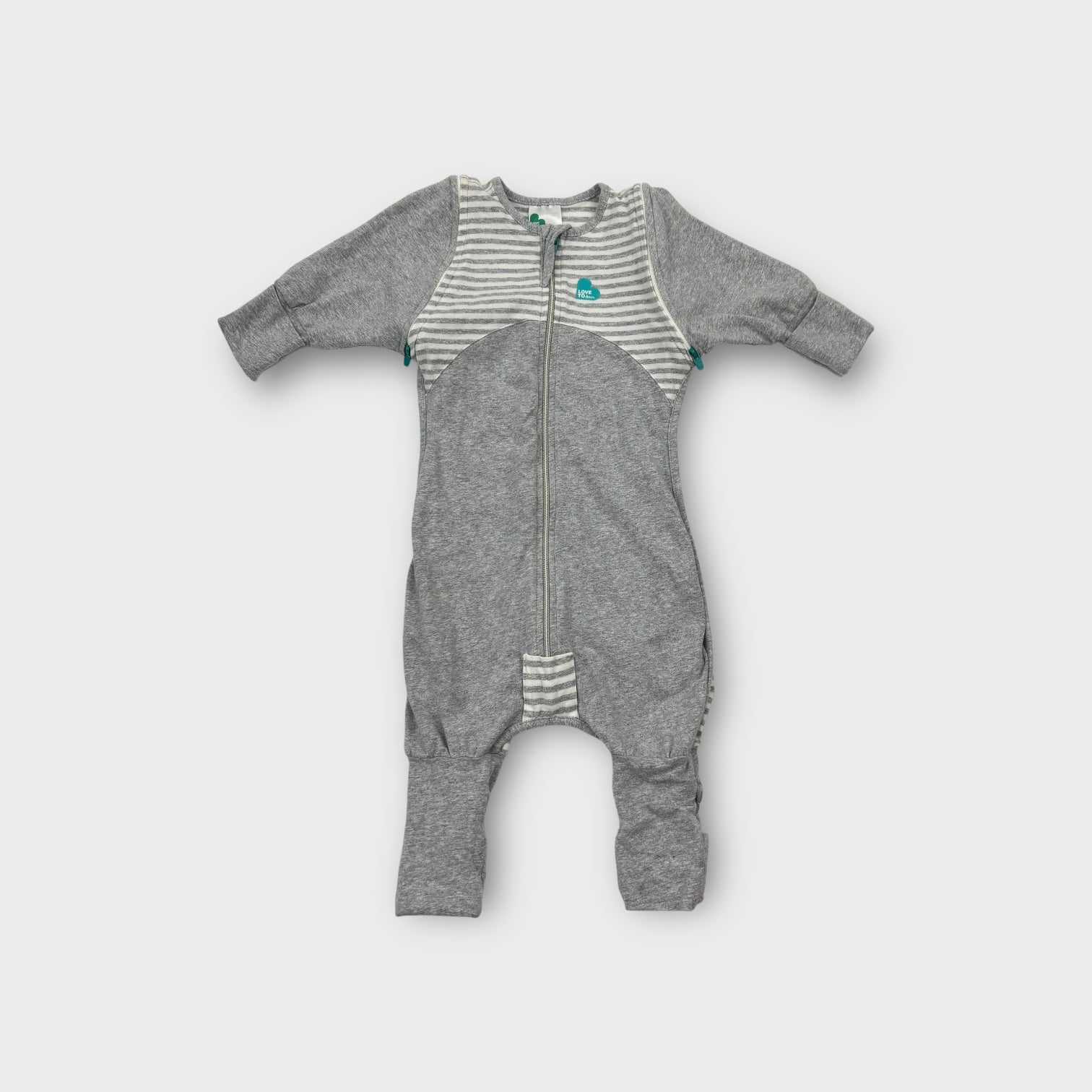 Love to Dream 0.5 Tog Grey Stripe Sleep Suit, Size 0