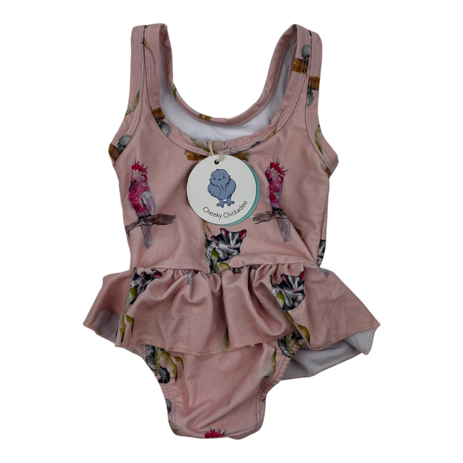 Cheeky Chickadee Pink Aussie Swimsuit, Size 1
