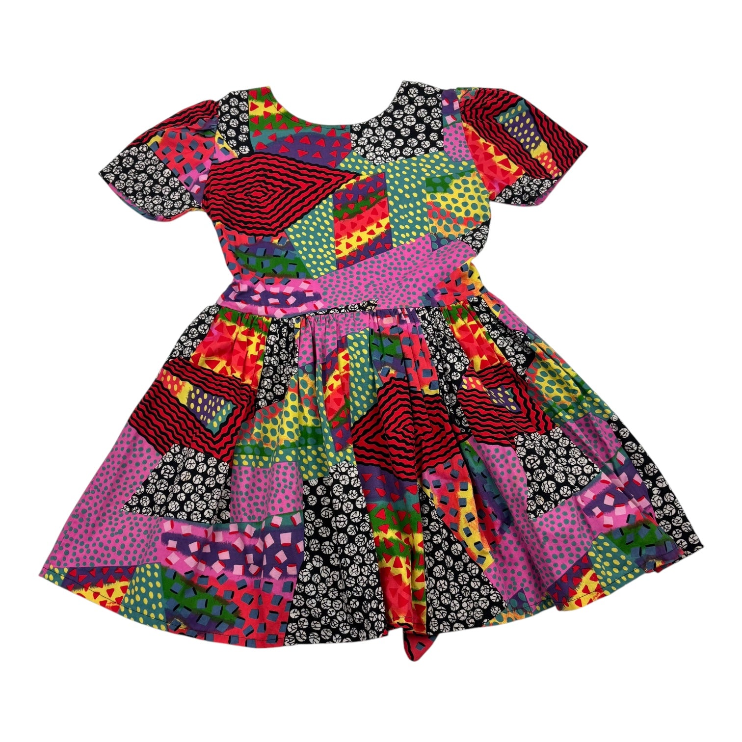 Vintage Tie-Back Bold Pattern Dress, Size 8