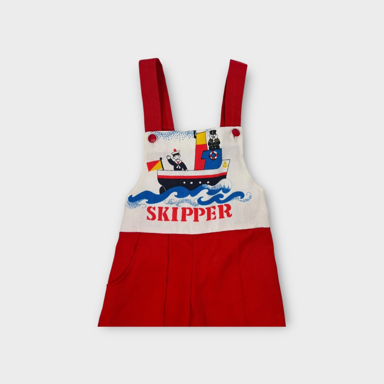 Vintage Red Skipper Overalls, Size 2