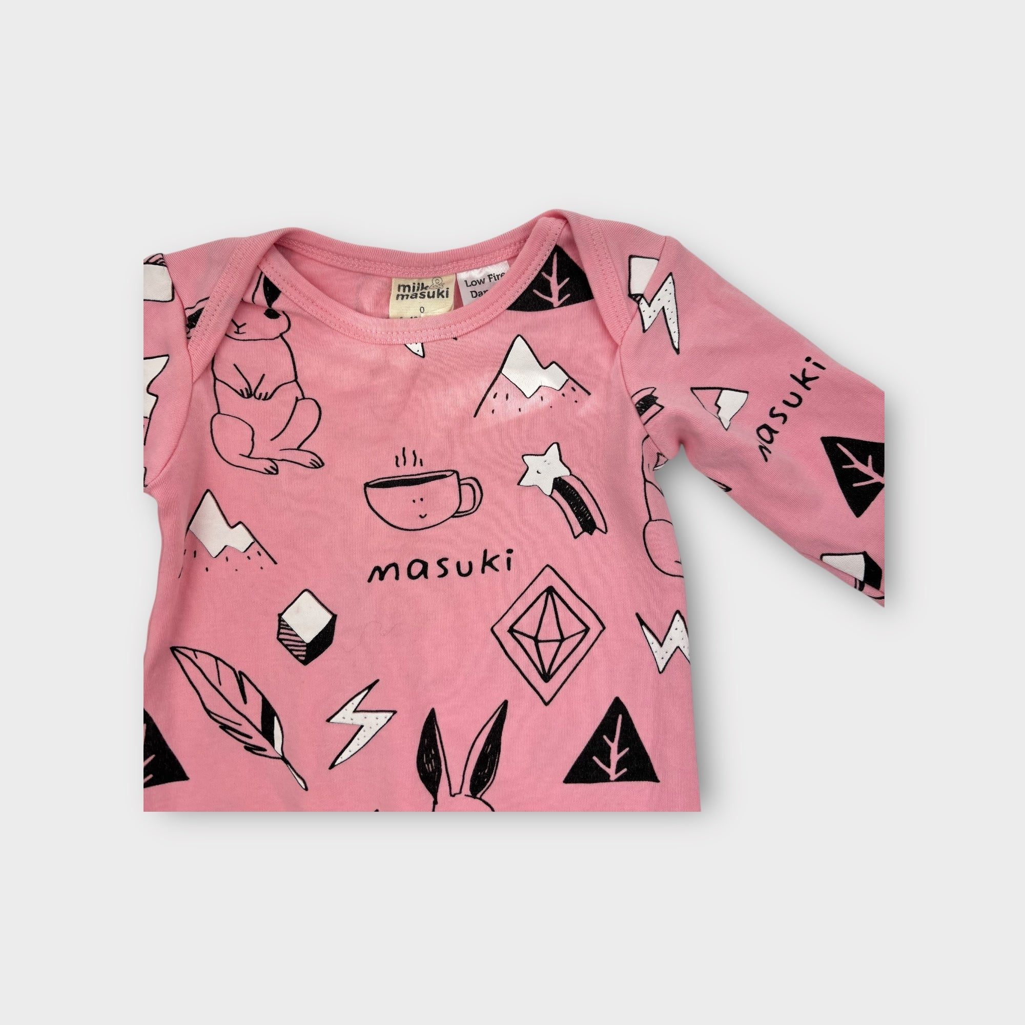 Milk & Masuki Long Sleeve Onesie, Size 0