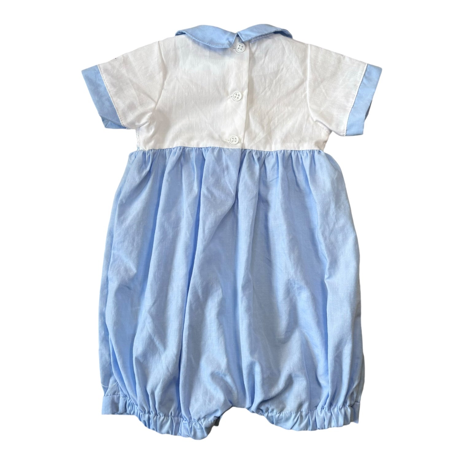 Blue and White Smocked Romper, Size 0