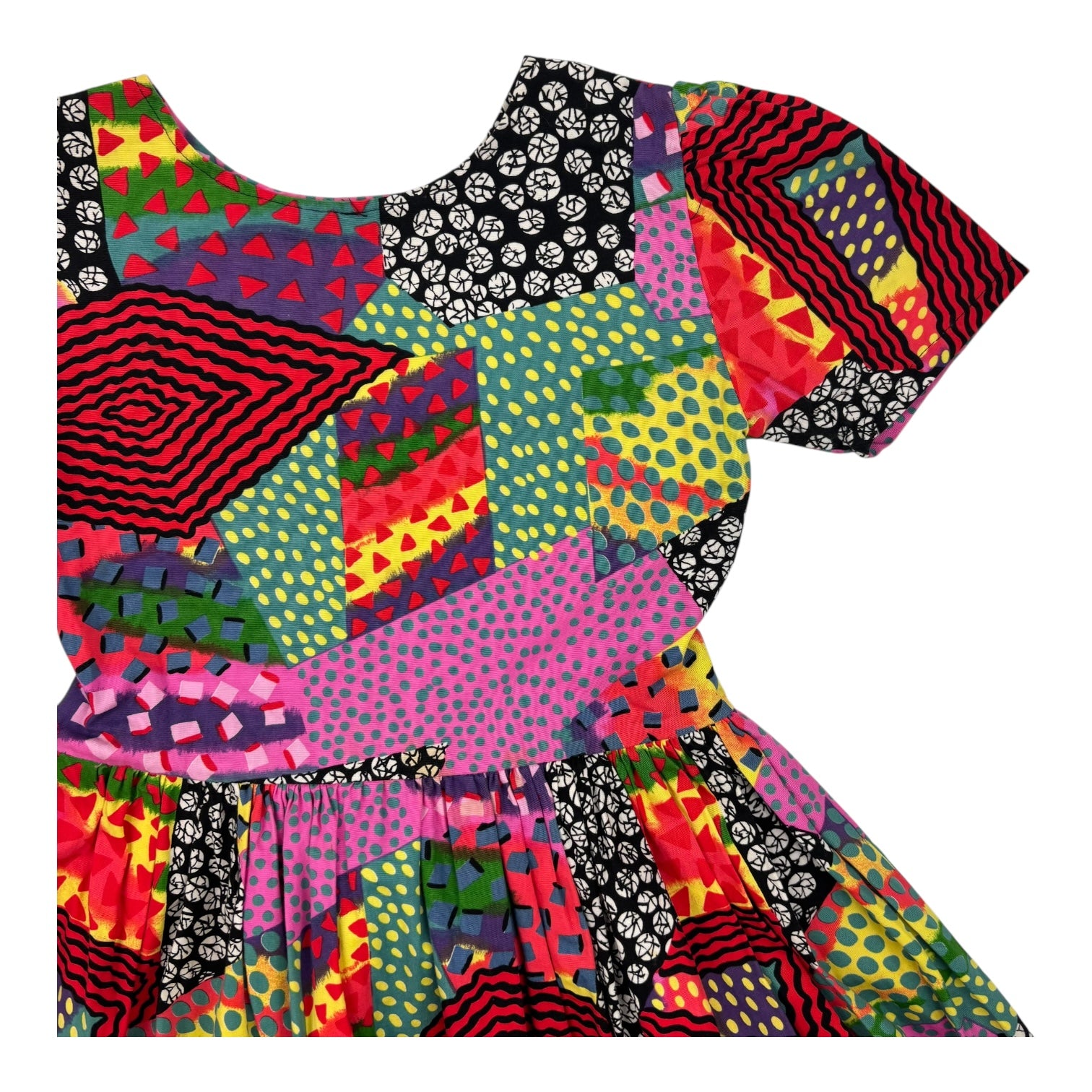 Vintage Tie-Back Bold Pattern Dress, Size 8