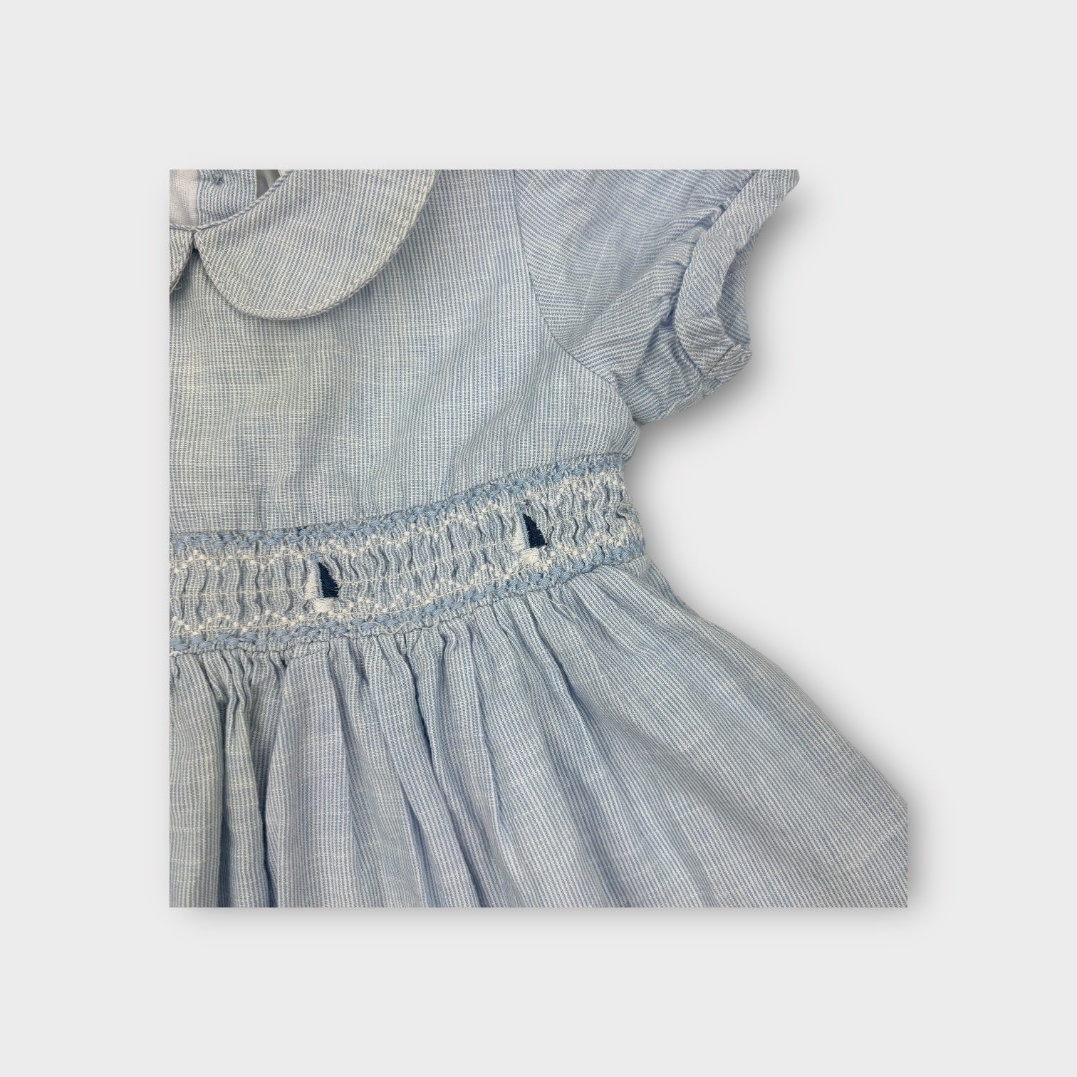 Next Baby Blue Stripe Smocked Dress Size 00