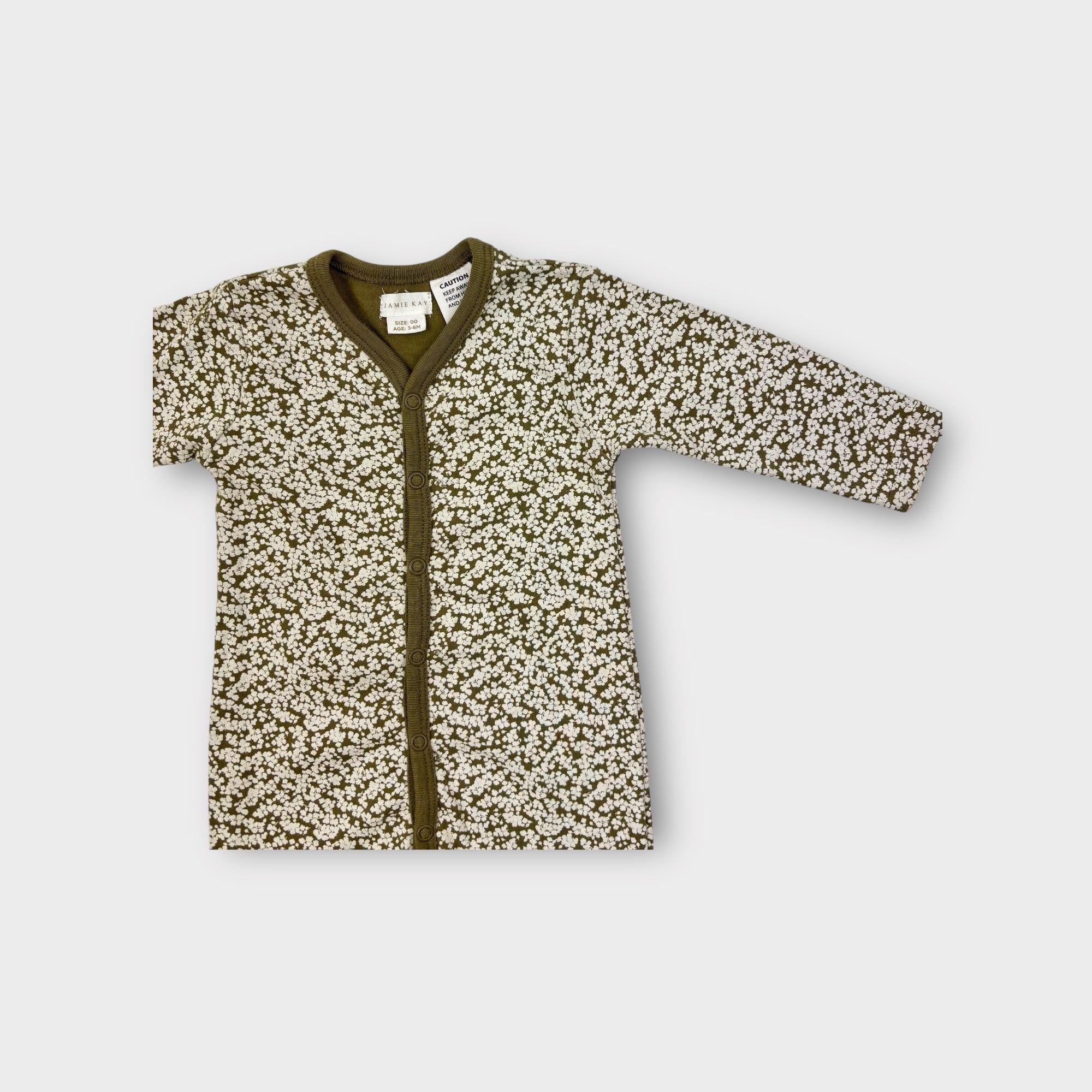 Jamie Kay Olive Green Floral Onesie, Size 00