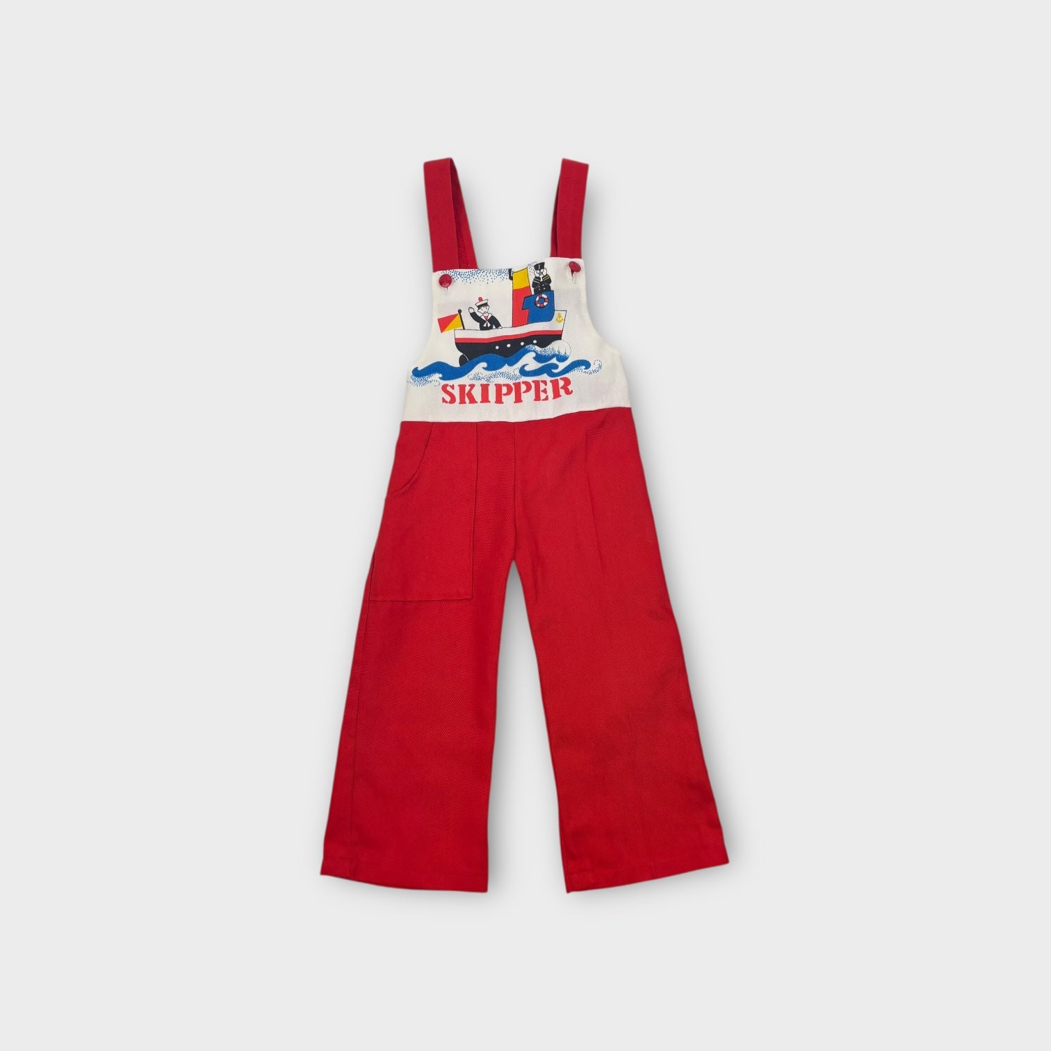 Vintage Red Skipper Overalls, Size 2