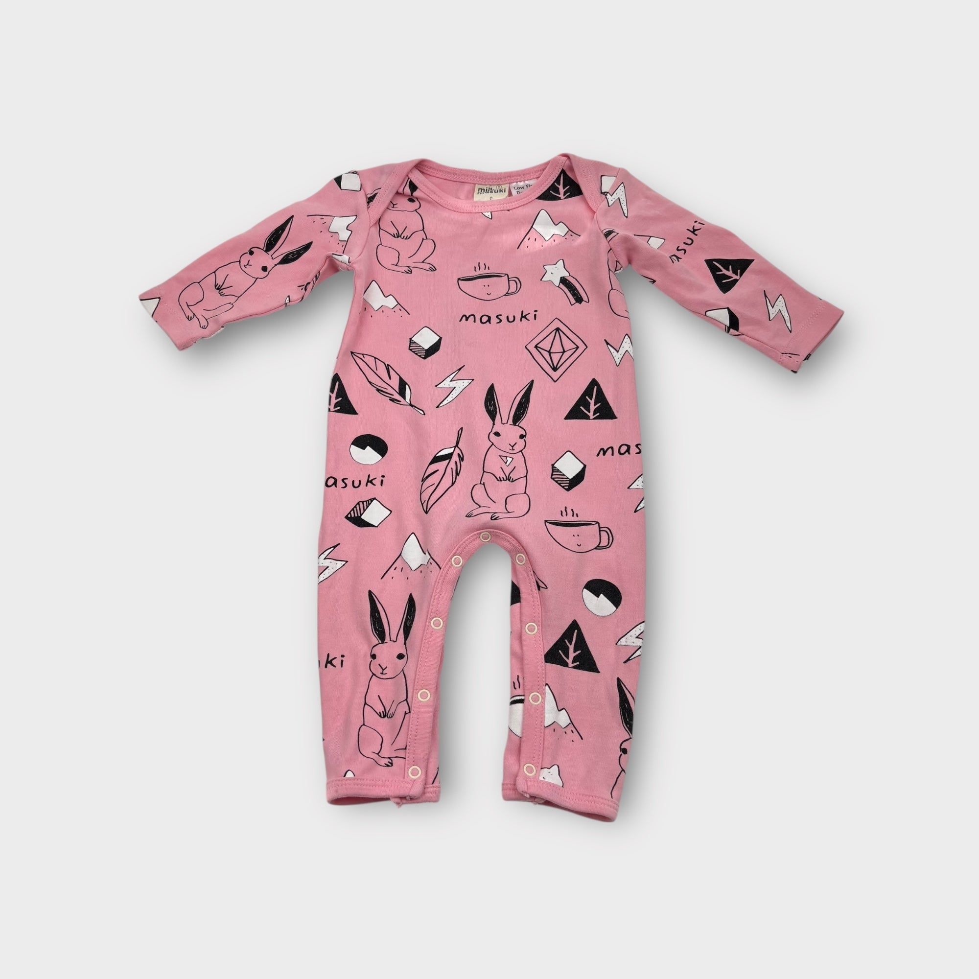 Milk & Masuki Long Sleeve Onesie, Size 0