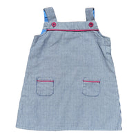 Baby Boden Railway Denim Pinafore, Size 0