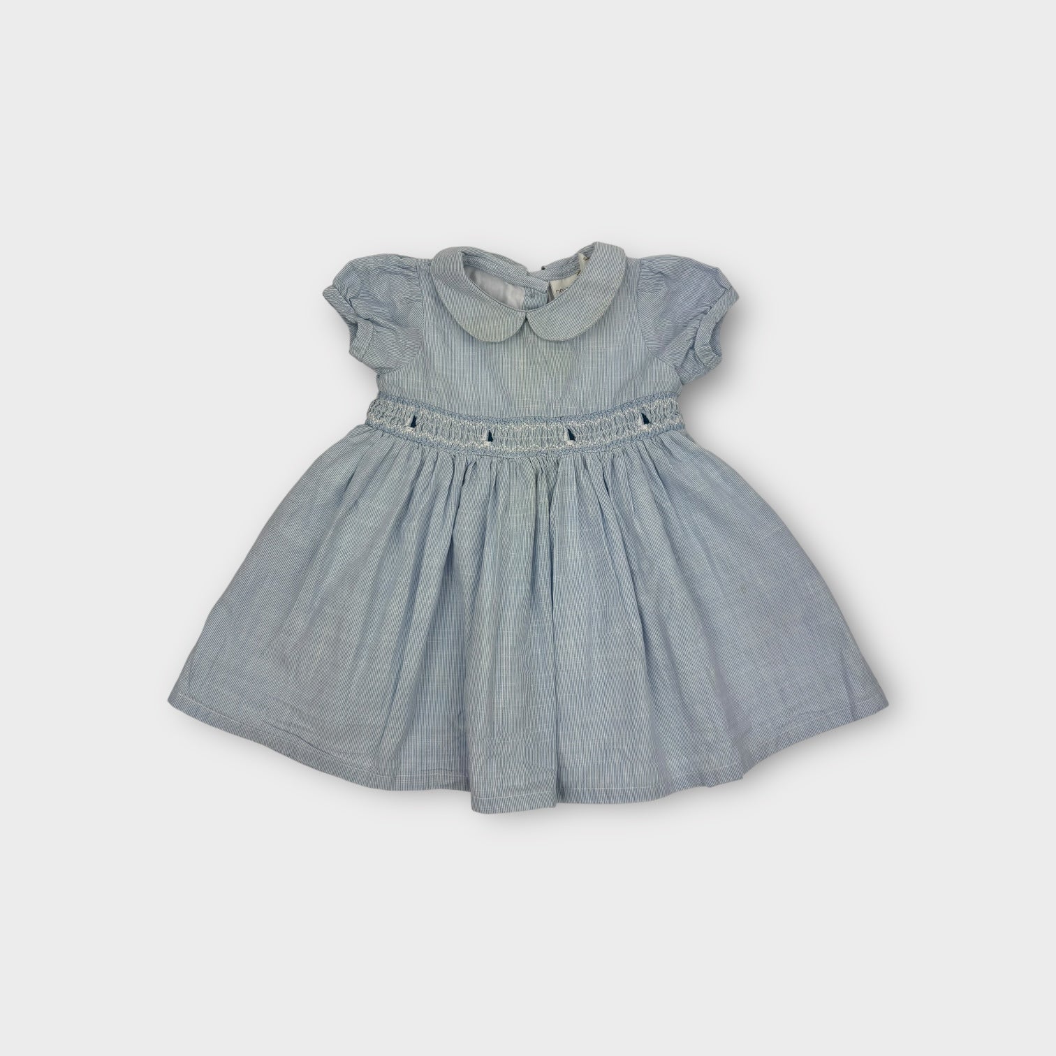 Next Baby Blue Stripe Smocked Dress Size 00