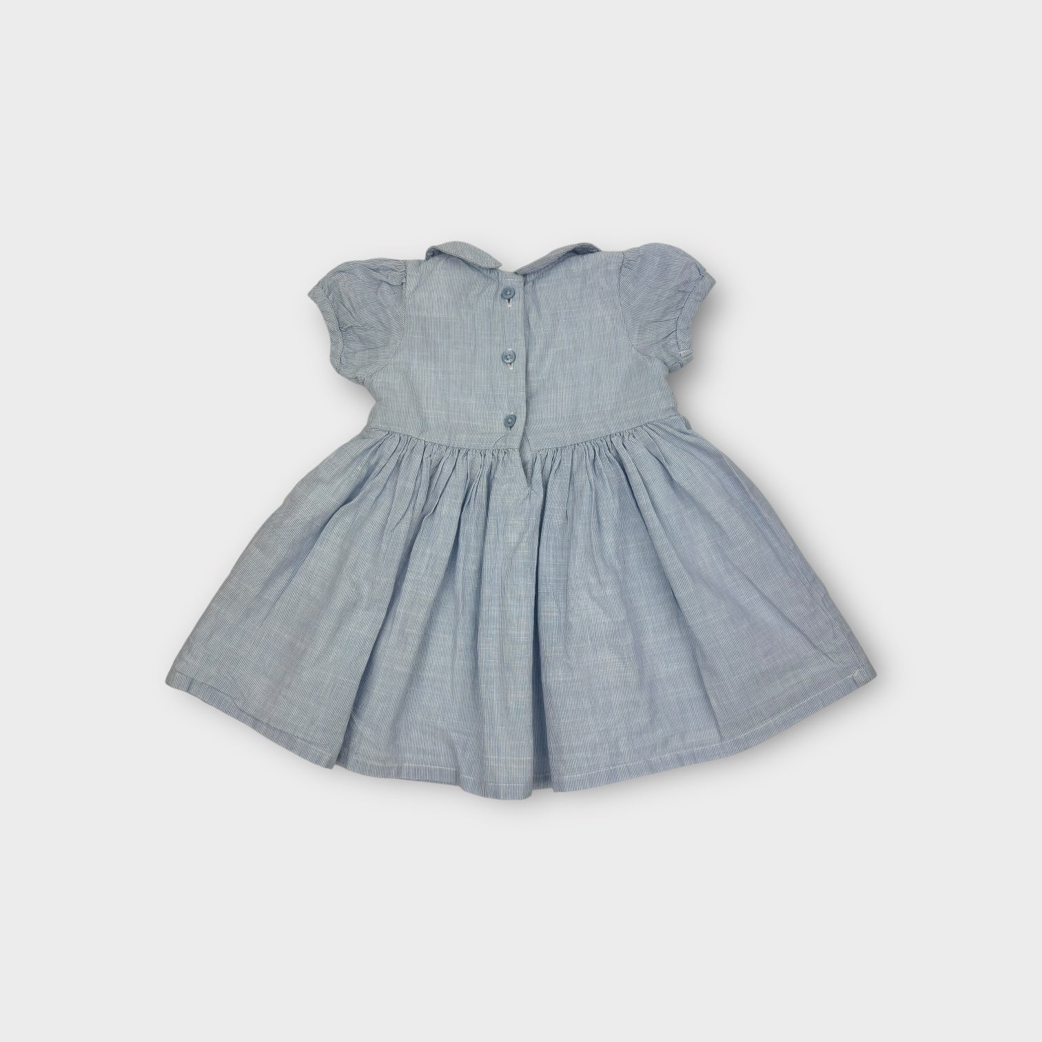 Next Baby Blue Stripe Smocked Dress Size 00