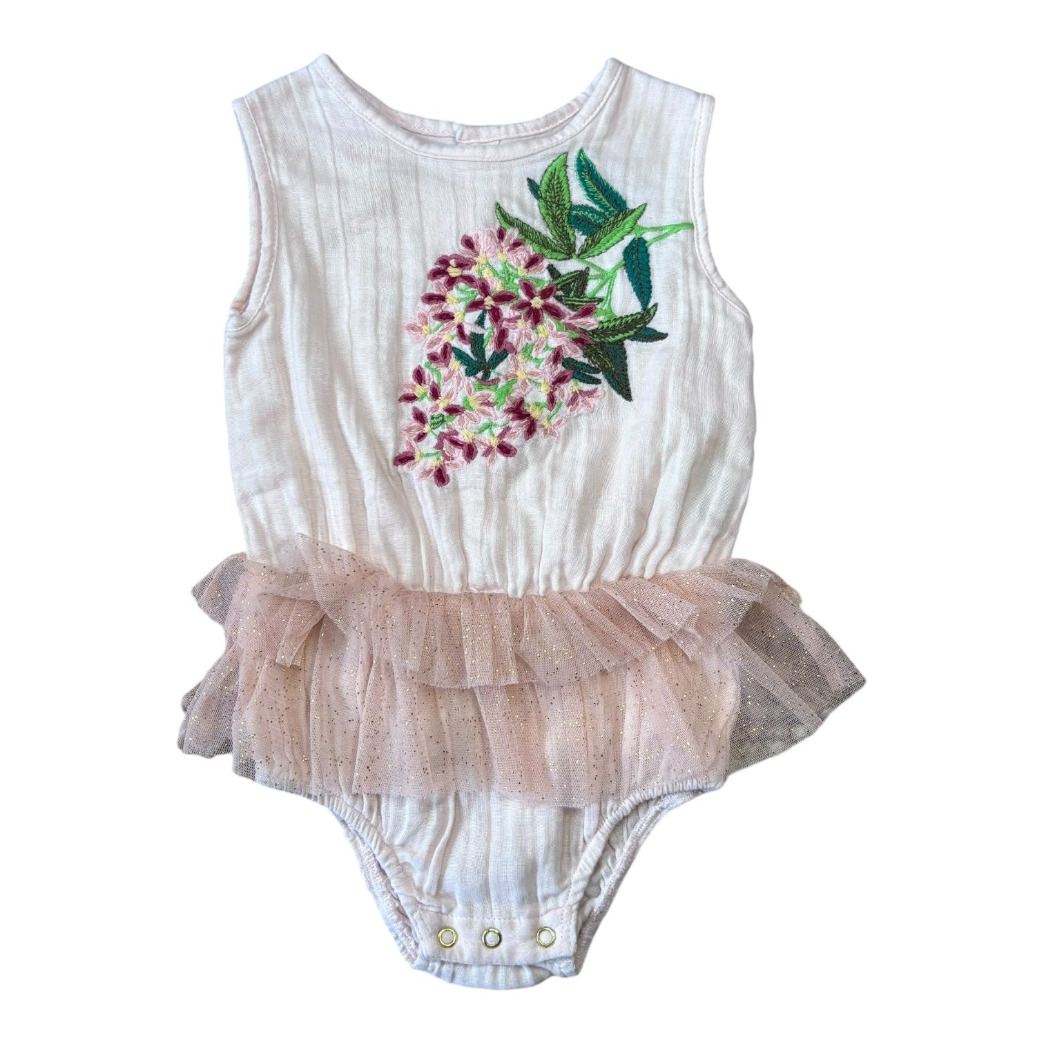 Bella + Lace Muslin Romper, Size 0