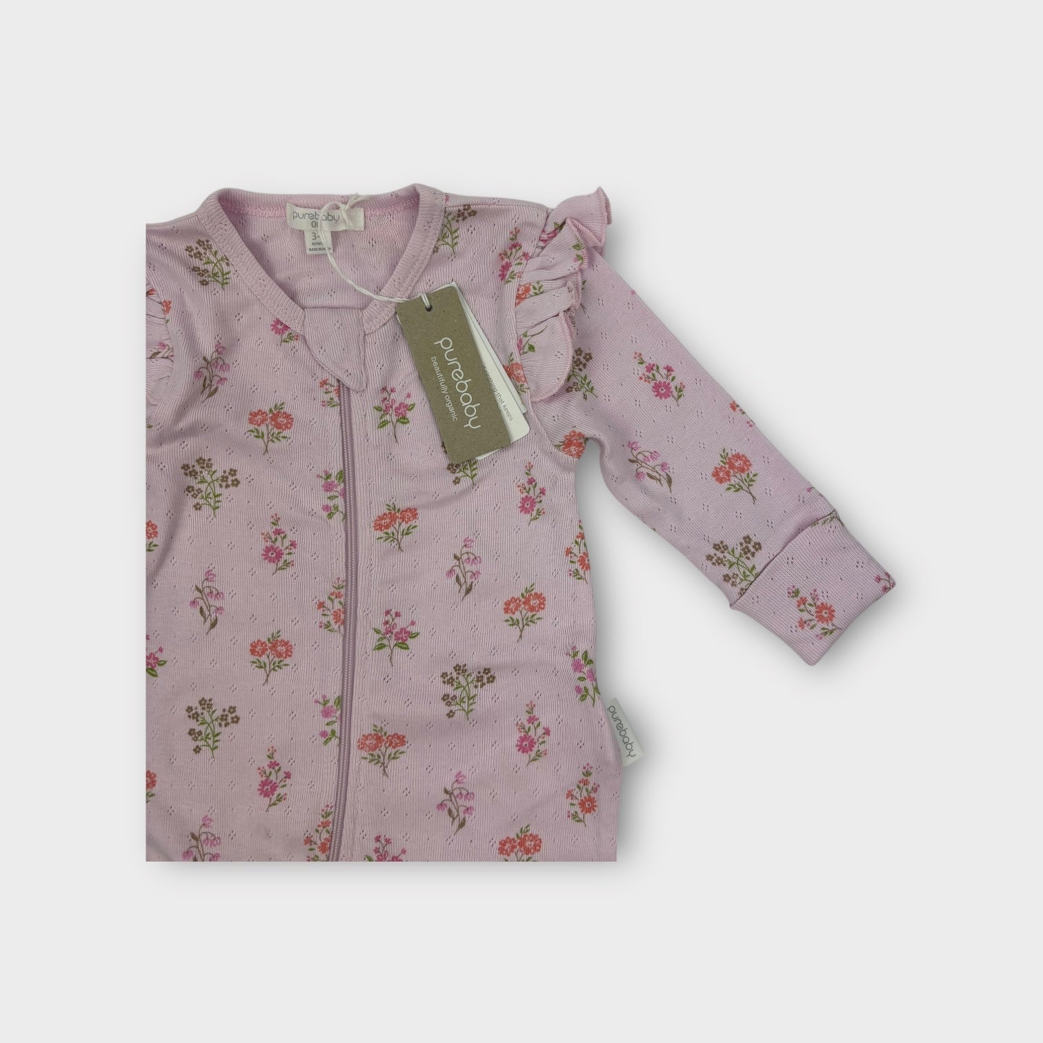 Purebaby Pink Pointelle Onesie, Size 00