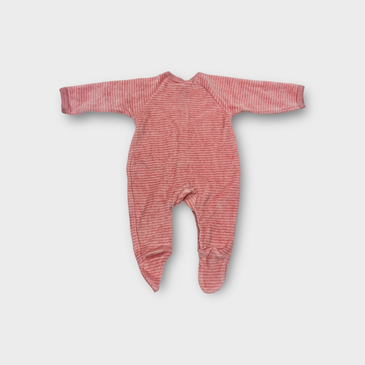 Purebaby Premie Pink Stripe Velour Onesie, Size 000000