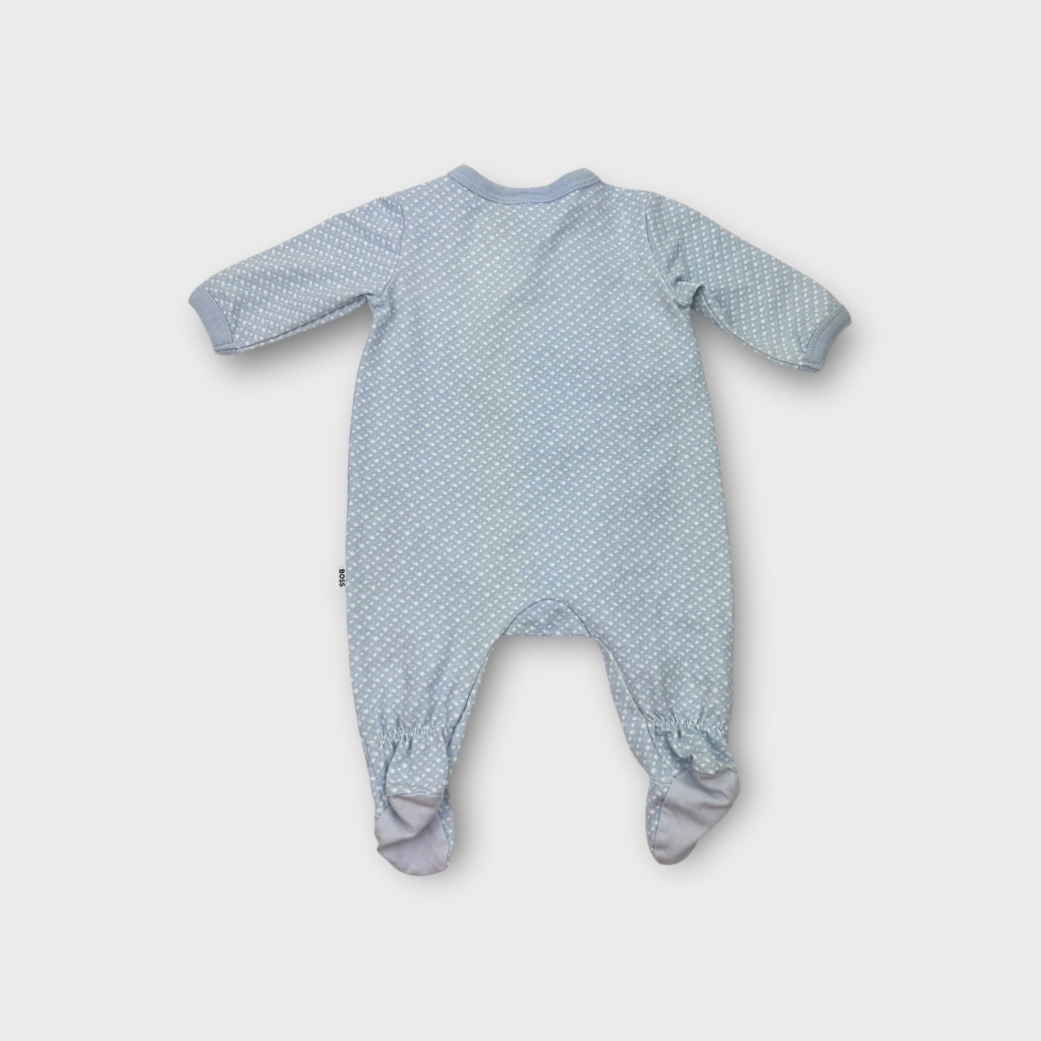 Hugo Boss Blue Patterned Onesie, Size 0000