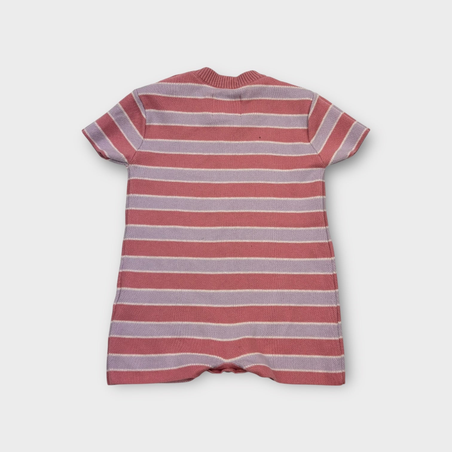 Olas Mini Pink Stripe Knit Romper, Size 0