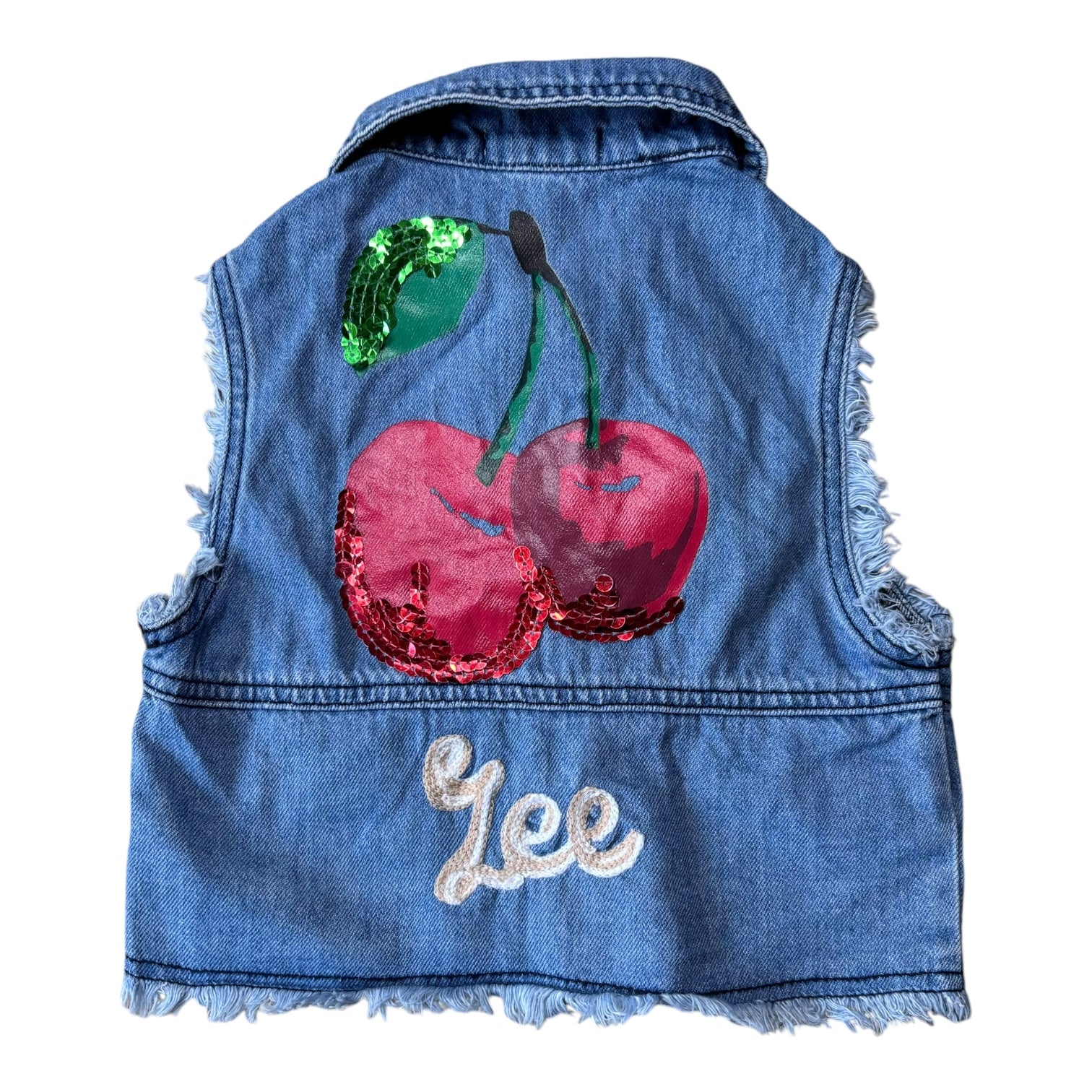Khaki Crop Denim Vest, Size 7