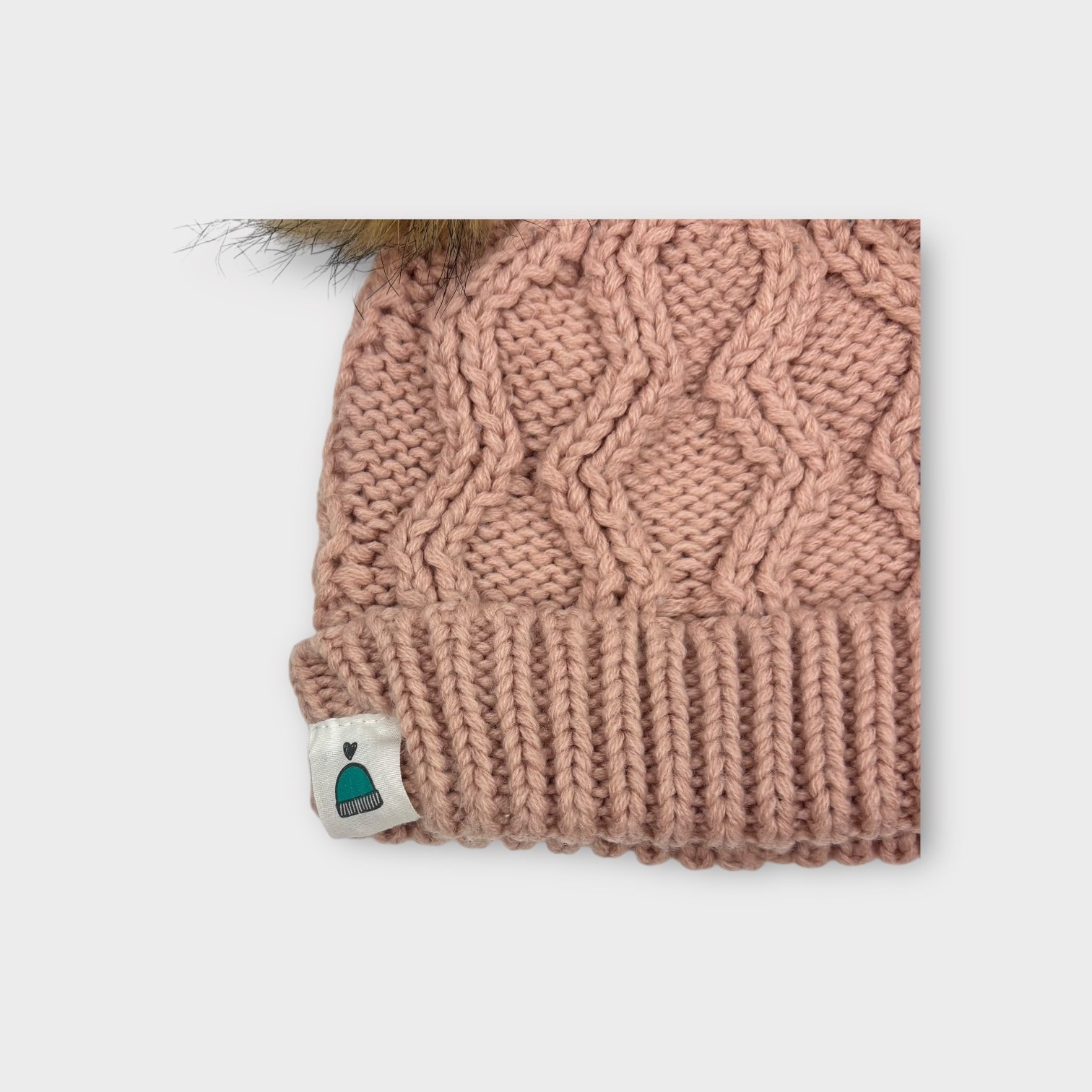 Carries Beanies Pink Cable Knit Beanie, Size M