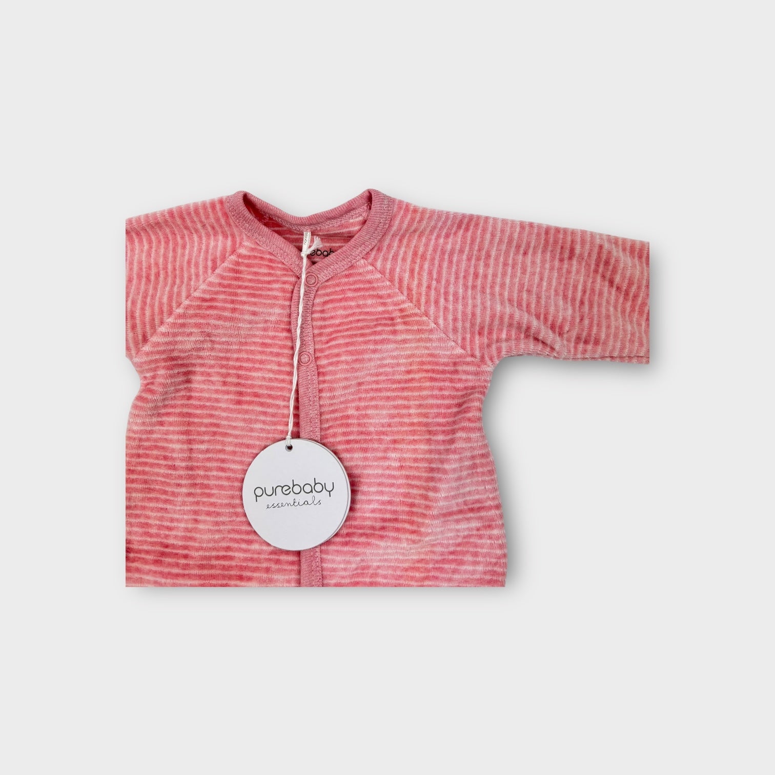 Purebaby Premie Pink Stripe Velour Onesie, Size 00000