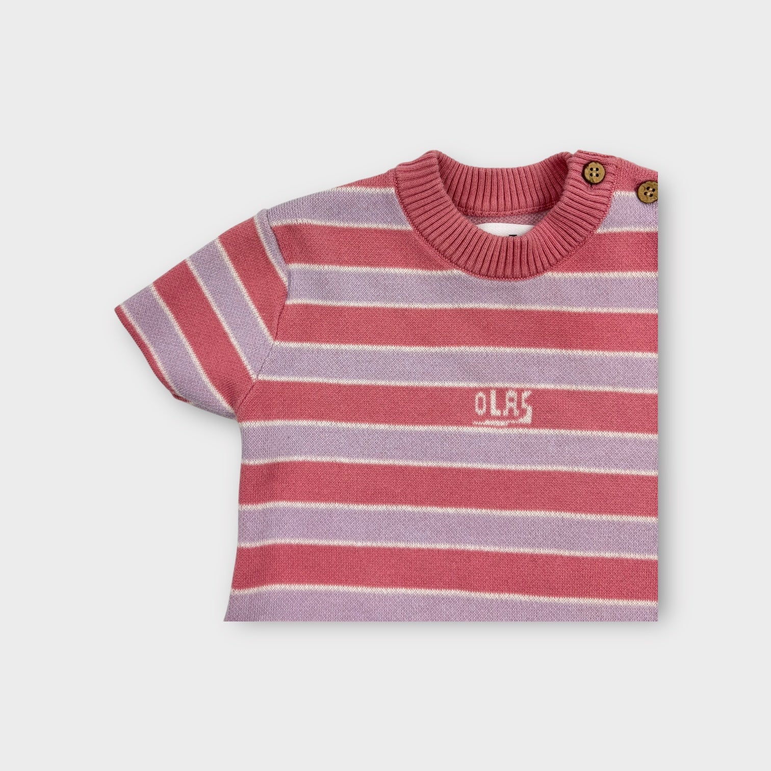 Olas Mini Pink Stripe Knit Romper, Size 0