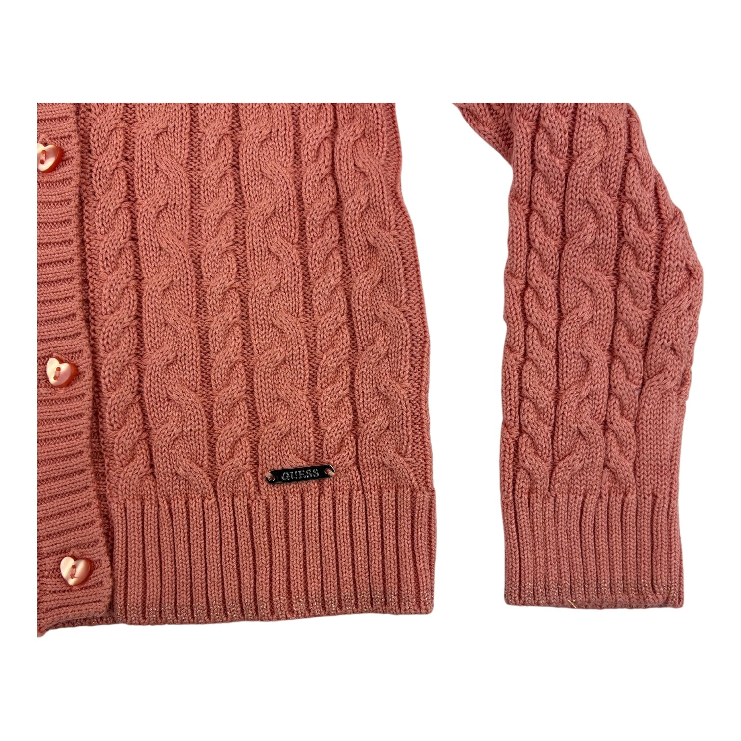 Guess Peach Cable Knit Cardigan, Size 4