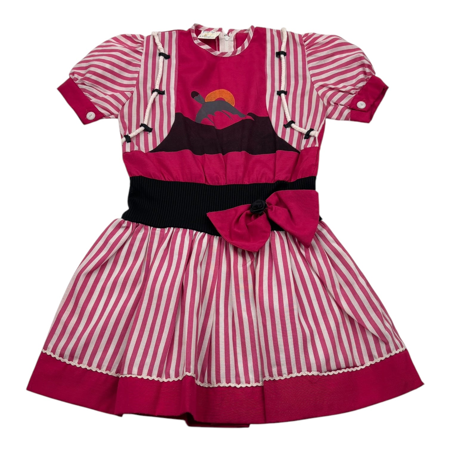 Vintage Stripe Bow Dress, Size 5