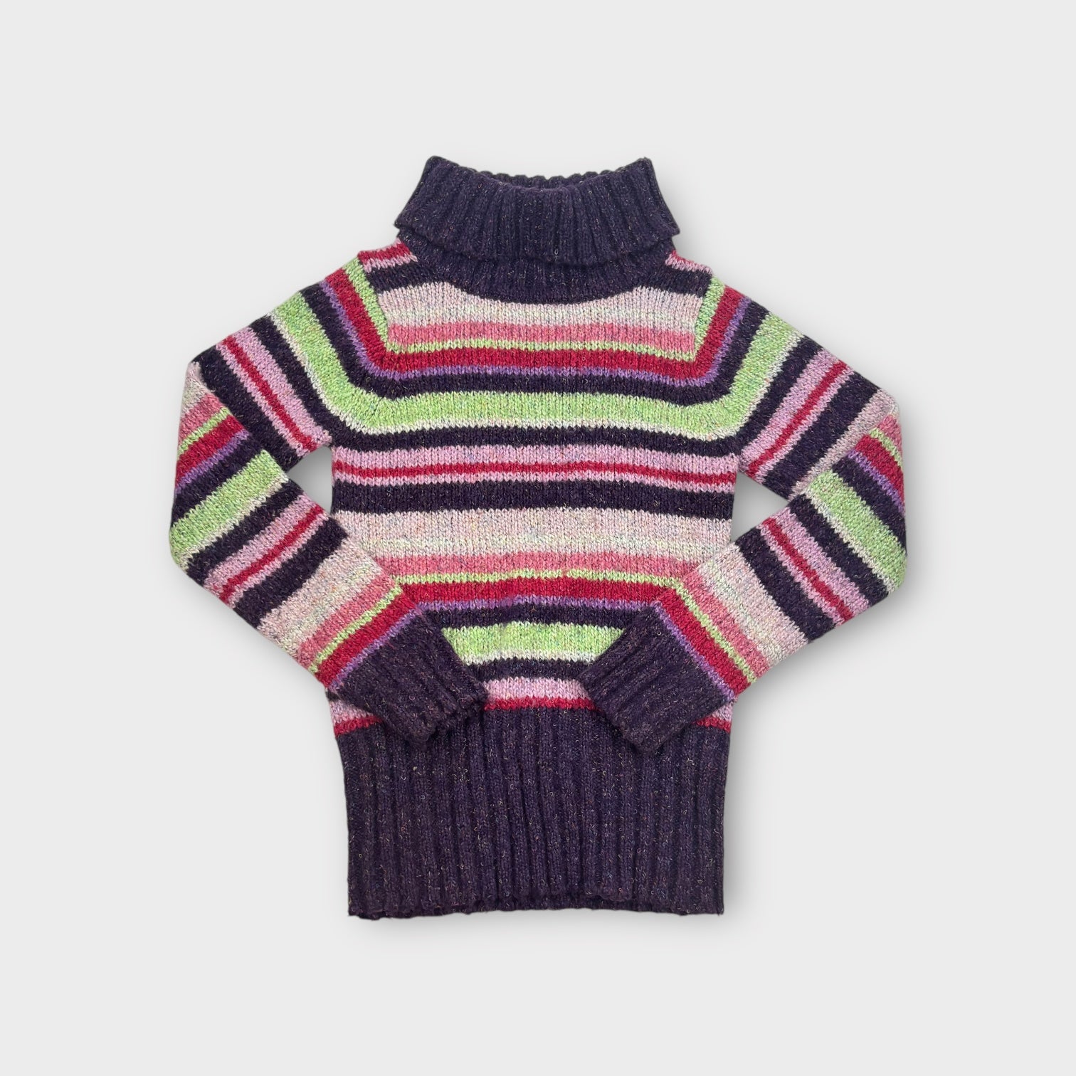 Vintage Pumpkin Patch Stripe Turtleneck Jumper, Size 8