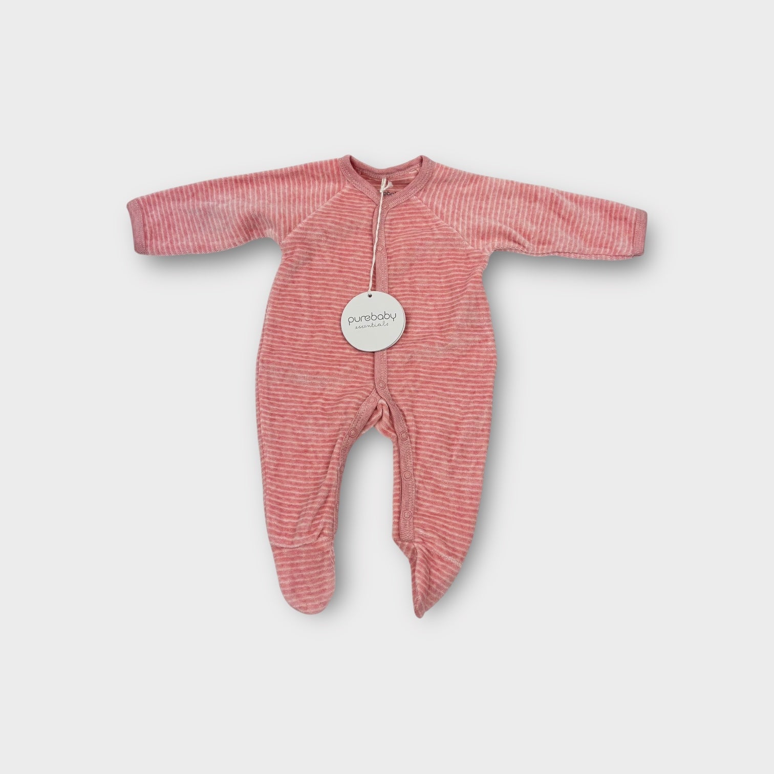 Purebaby Premie Pink Stripe Velour Onesie, Size 00000