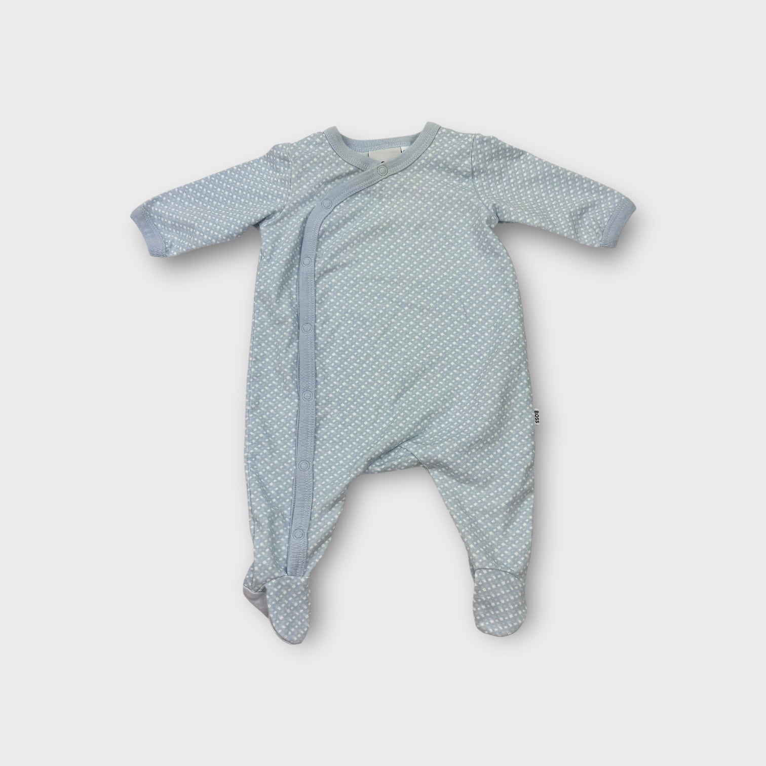 Hugo Boss Blue Patterned Onesie, Size 0000