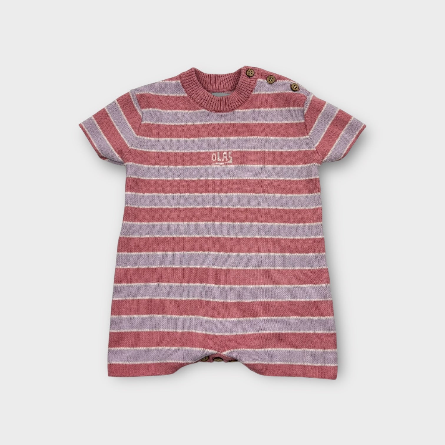 Olas Mini Pink Stripe Knit Romper, Size 0
