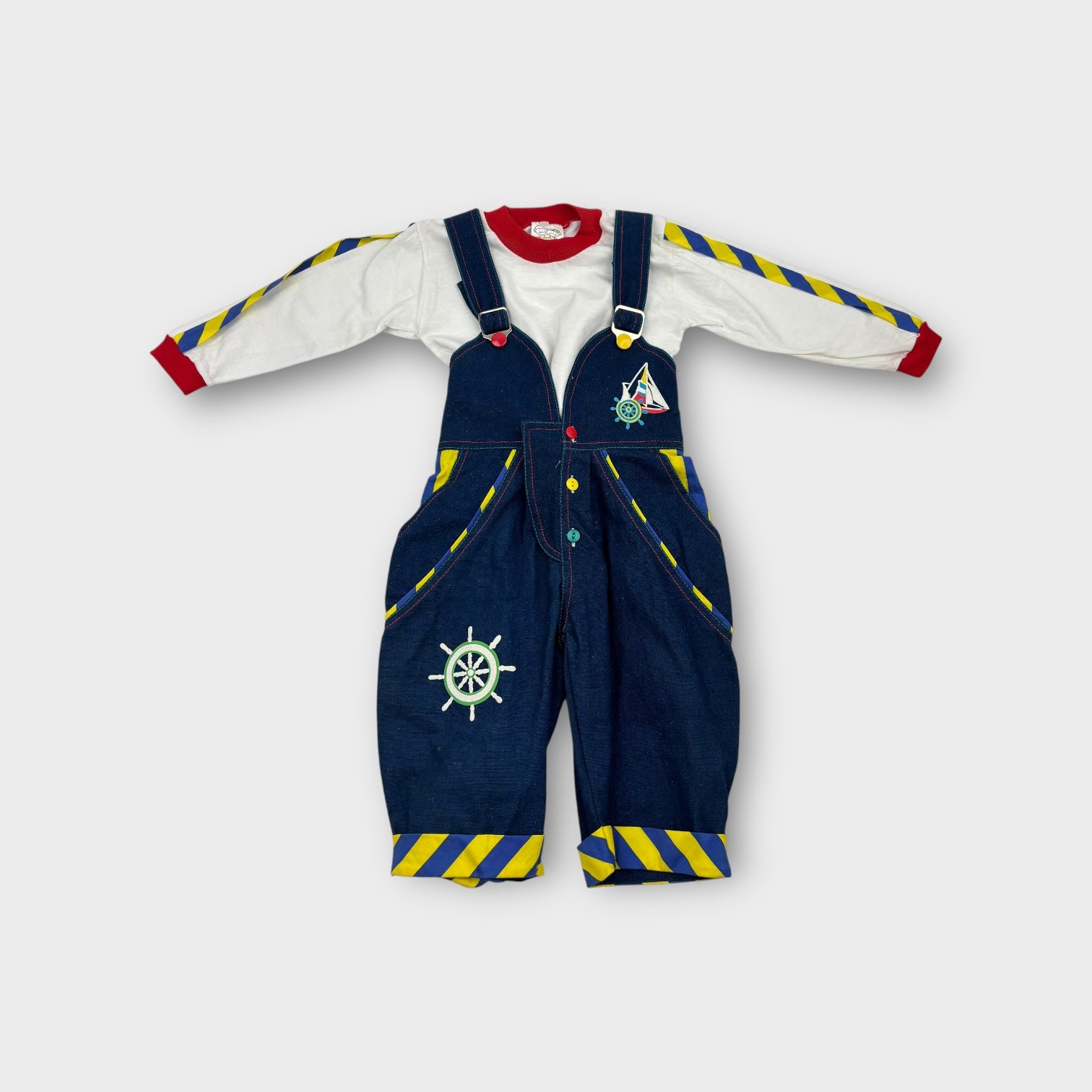 Vintage Overalls & Long Sleeve Set, Size 1-2