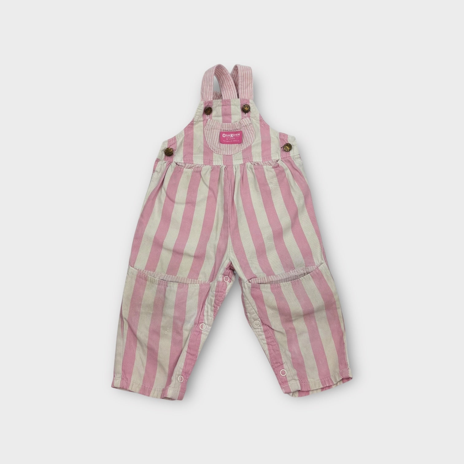 Vintage Pink Stripe Oshkosh B'Gosh Overalls, Size 1-2